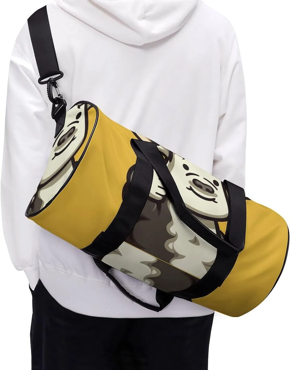 Gym Bag for Men Women Cow Waving Thumbs Up Duffel Bag Overnight Bag with Compartment Gym Sackpac