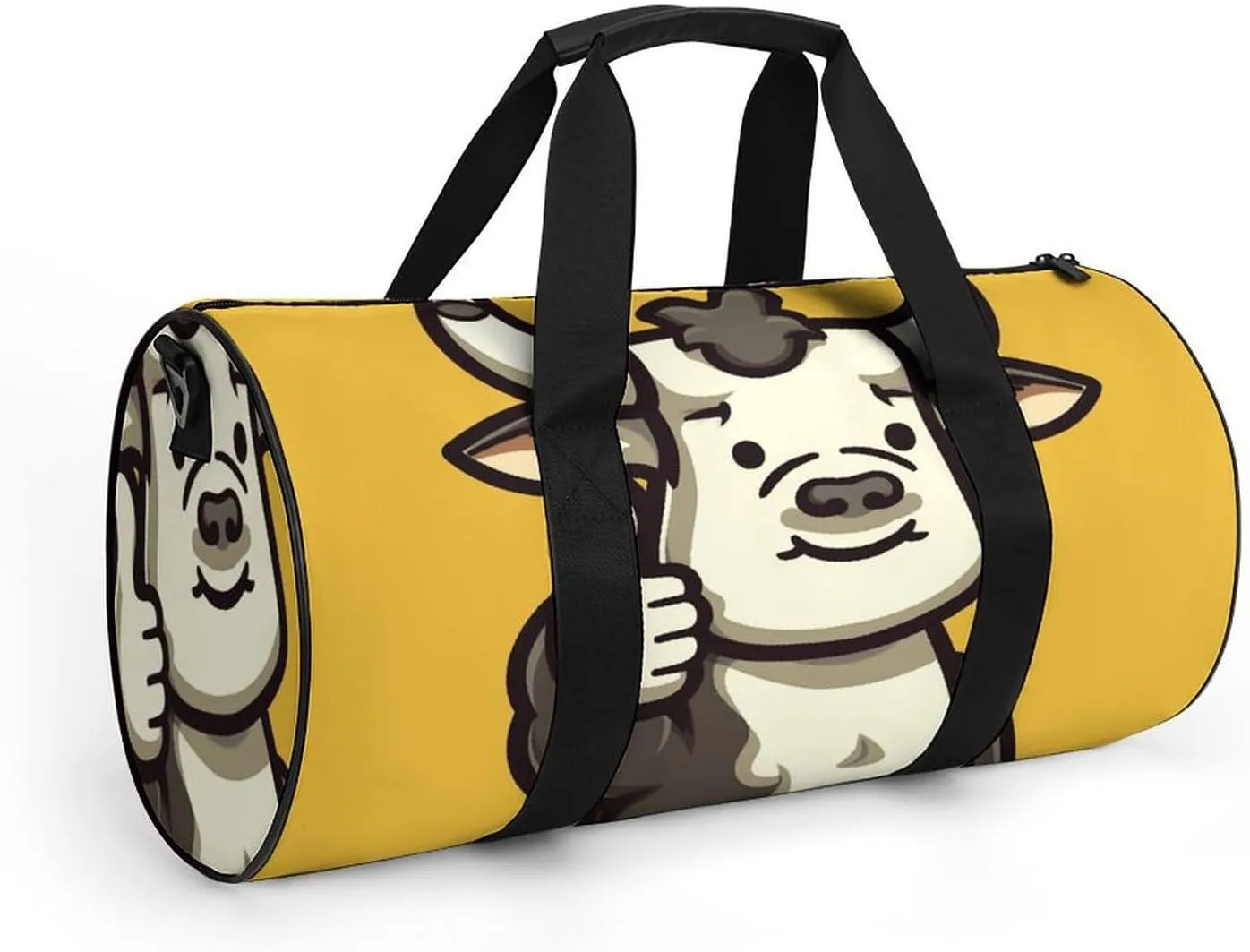 Gym Bag for Men Women Cow Waving Thumbs Up Duffel Bag Overnight Bag with Compartment Gym Sackpac