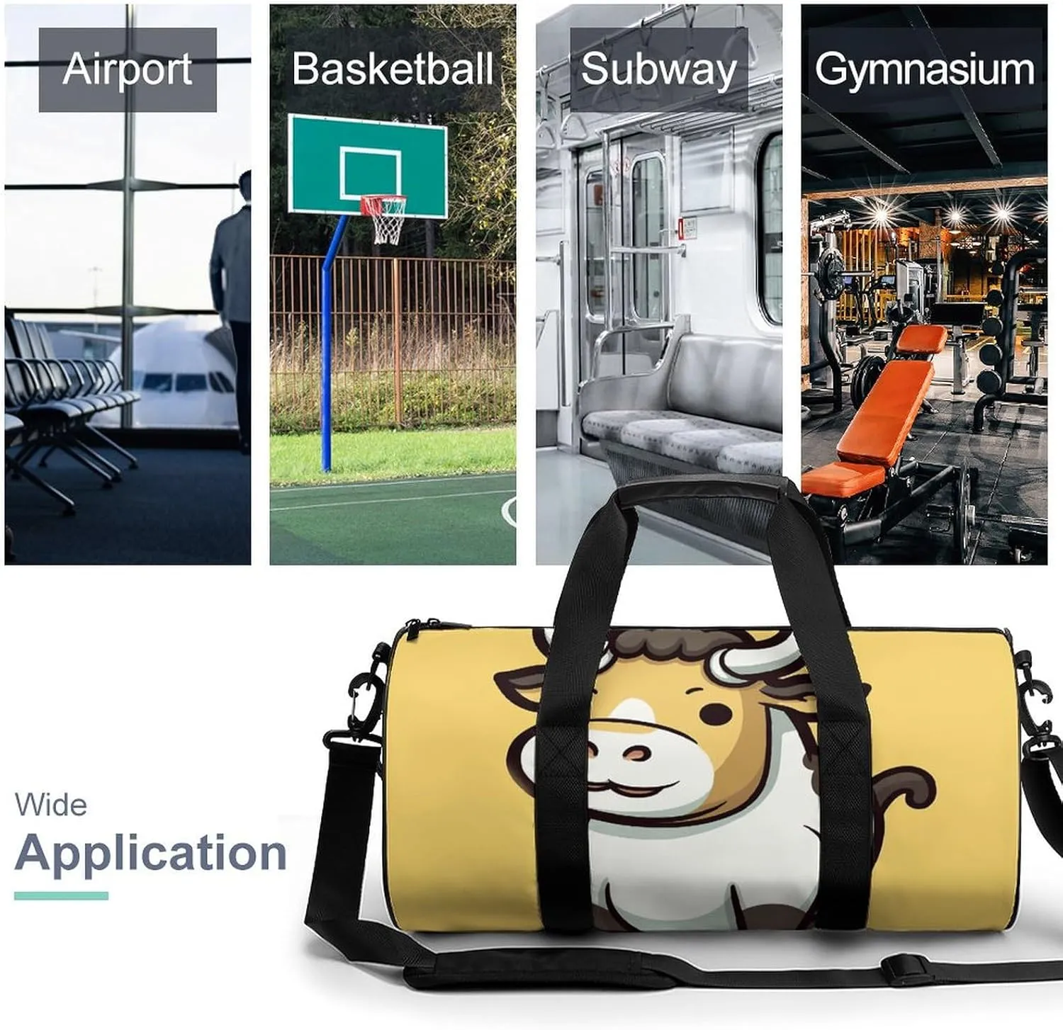 Gym Bag for Men Women Cute Calf Duffel Bag Overnight Bag with Compartment Gym Sackpac