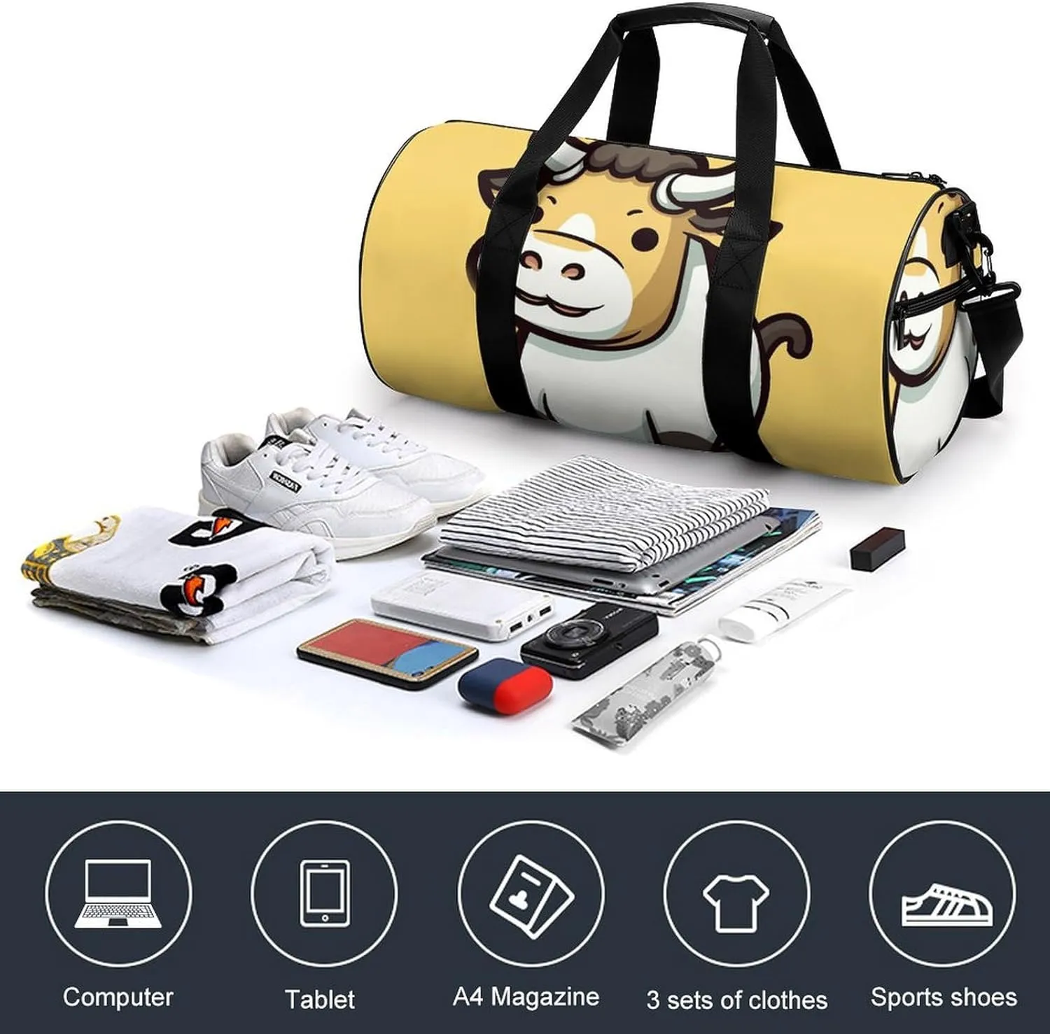 Gym Bag for Men Women Cute Calf Duffel Bag Overnight Bag with Compartment Gym Sackpac