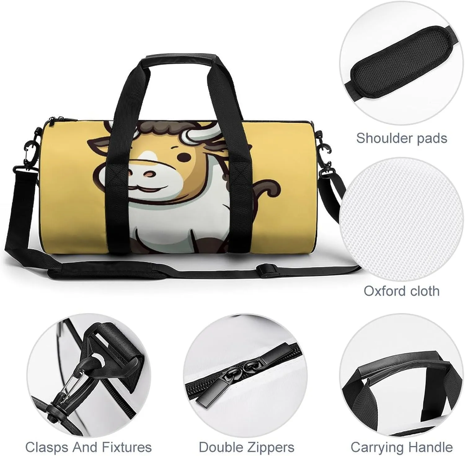 Gym Bag for Men Women Cute Calf Duffel Bag Overnight Bag with Compartment Gym Sackpac