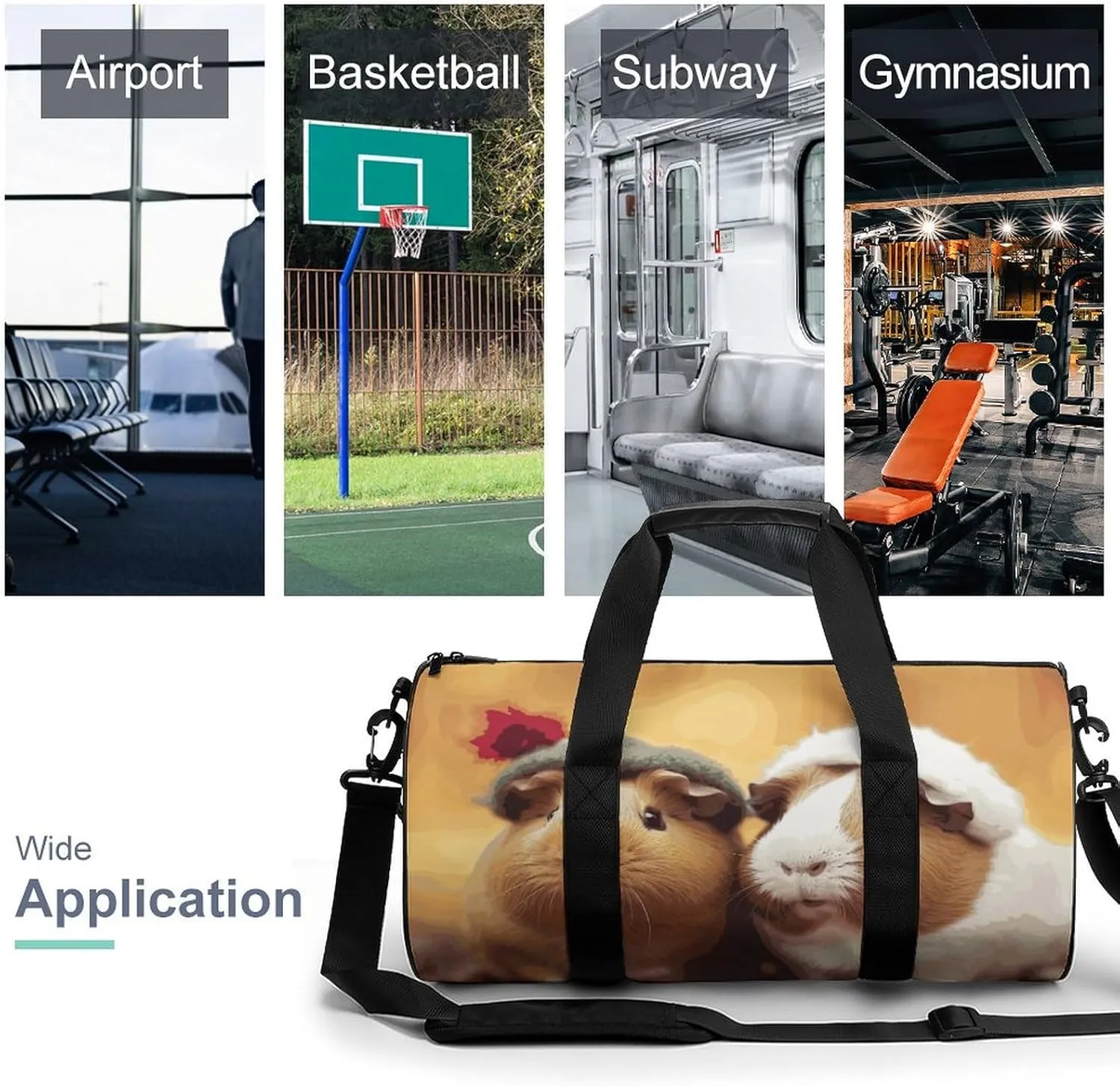 Gym Bag for Men Women Cute Guinea Pigs Duffel Bag Overnight Bag with Compartment Gym Sackpac