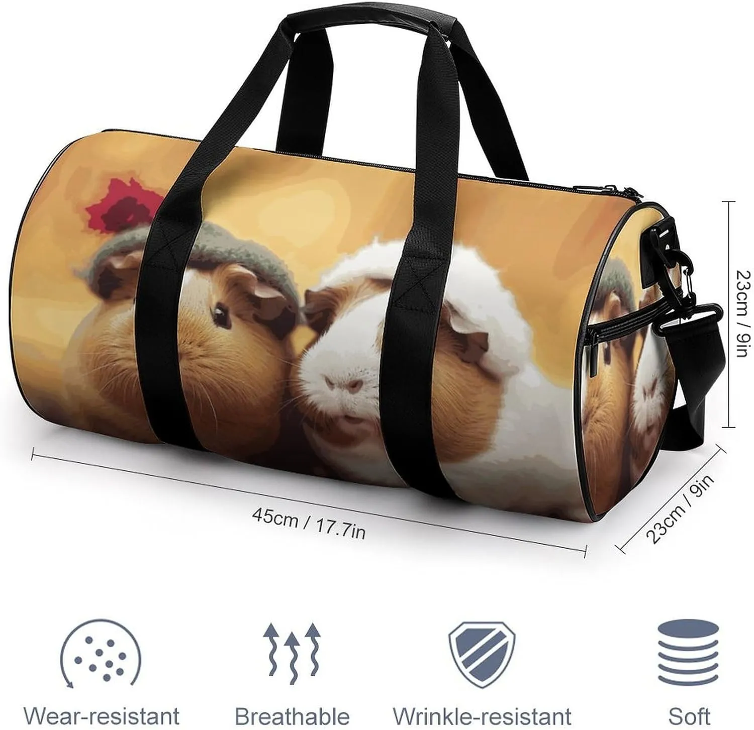 Gym Bag for Men Women Cute Guinea Pigs Duffel Bag Overnight Bag with Compartment Gym Sackpac