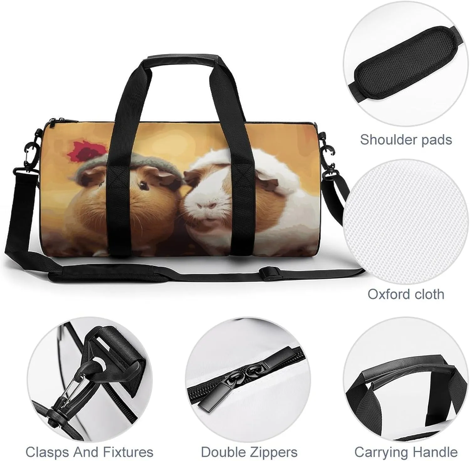 Gym Bag for Men Women Cute Guinea Pigs Duffel Bag Overnight Bag with Compartment Gym Sackpac