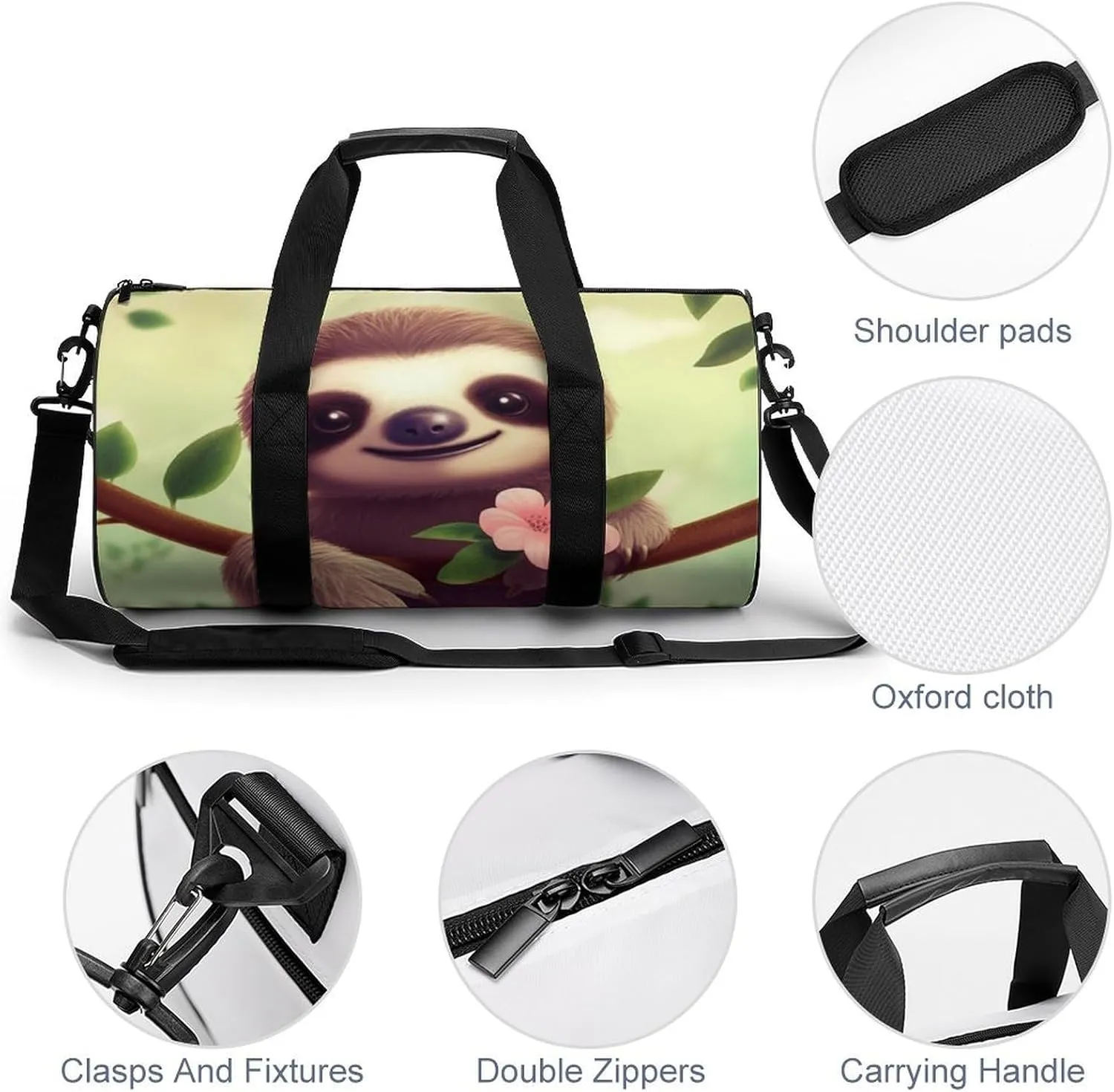 Gym Bag for Men Women Cute Sloth Duffel Bag Overnight Bag with Compartment Gym Sackpac