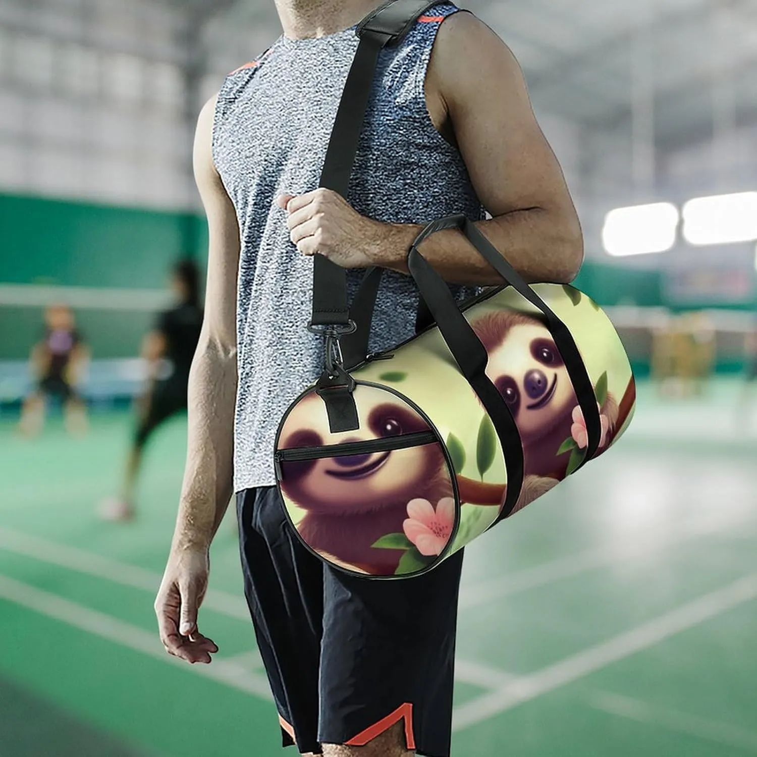 Gym Bag for Men Women Cute Sloth Duffel Bag Overnight Bag with Compartment Gym Sackpac