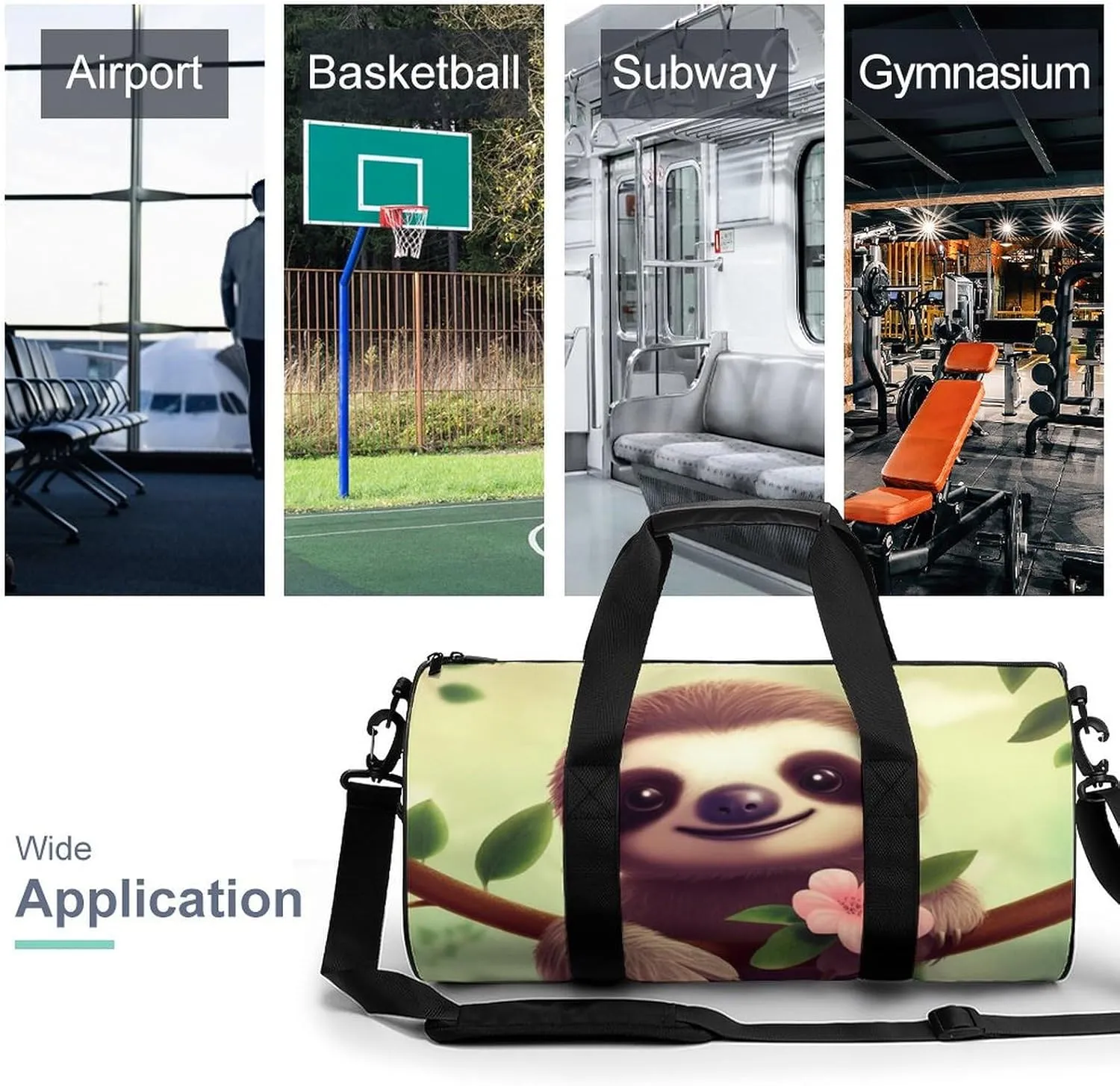 Gym Bag for Men Women Cute Sloth Duffel Bag Overnight Bag with Compartment Gym Sackpac