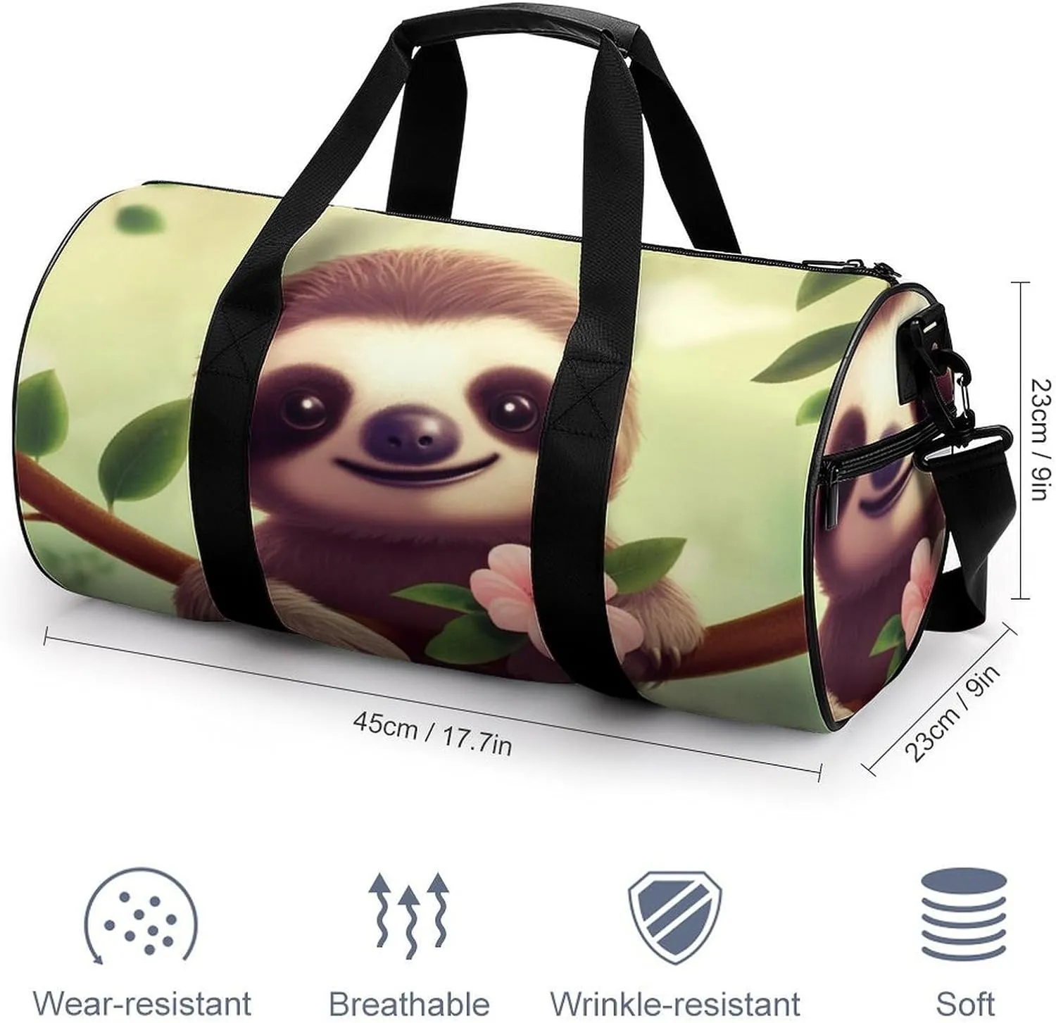 Gym Bag for Men Women Cute Sloth Duffel Bag Overnight Bag with Compartment Gym Sackpac