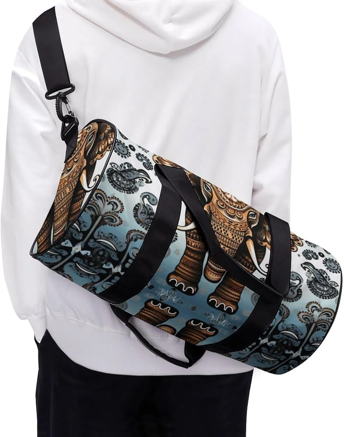 Gym Bag for Men Women Elephant Pattern Duffel Bag Overnight Bag with Compartment Gym Sackpac