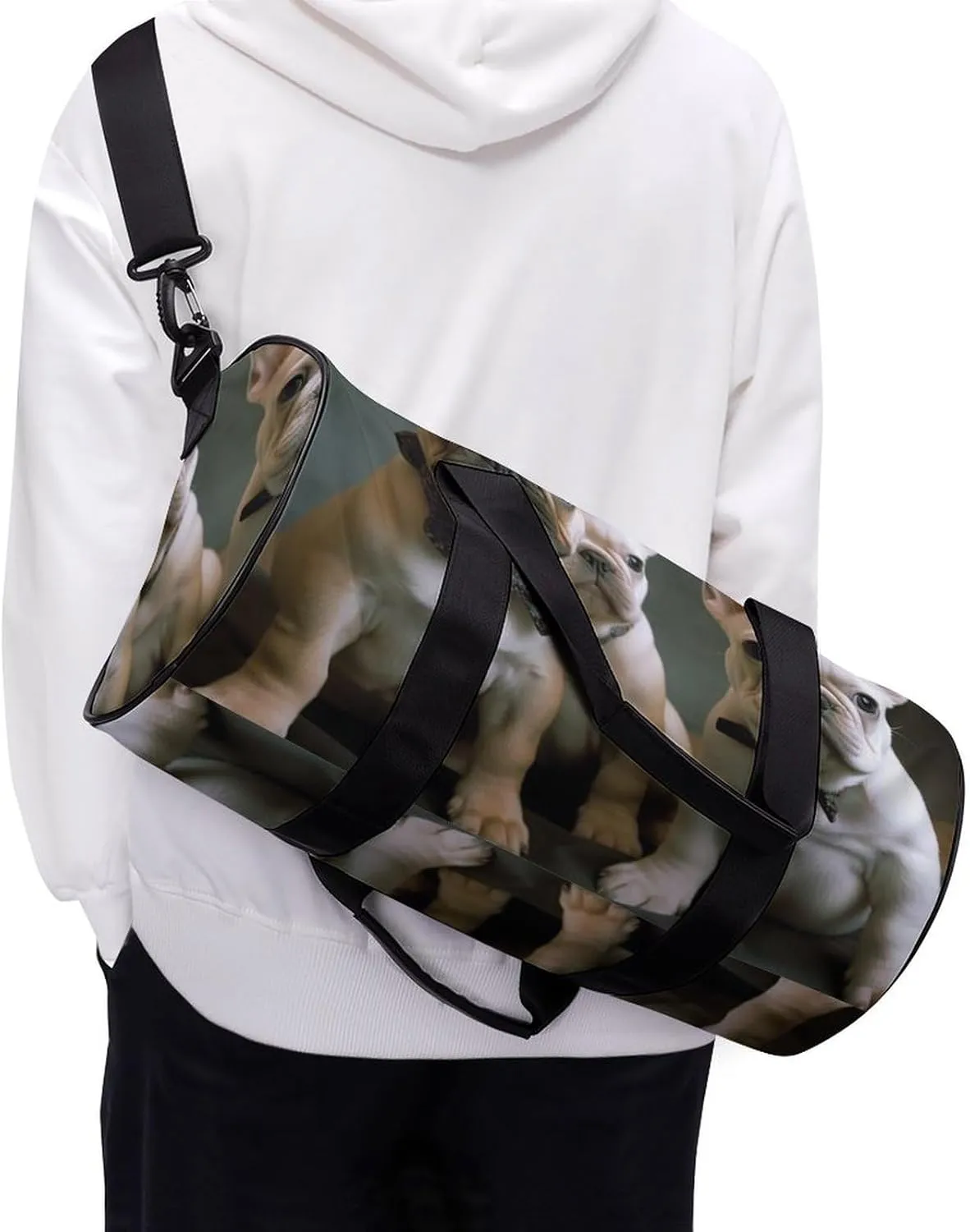 Gym Bag for Men Women French Bulldog Puppies Duffel Bag Overnight Bag with Compartment Gym Sackpac