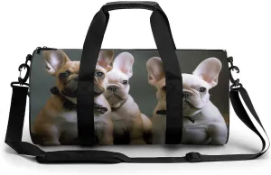 Gym Bag for Men Women French Bulldog Puppies Duffel Bag Overnight Bag with Compartment Gym Sackpac