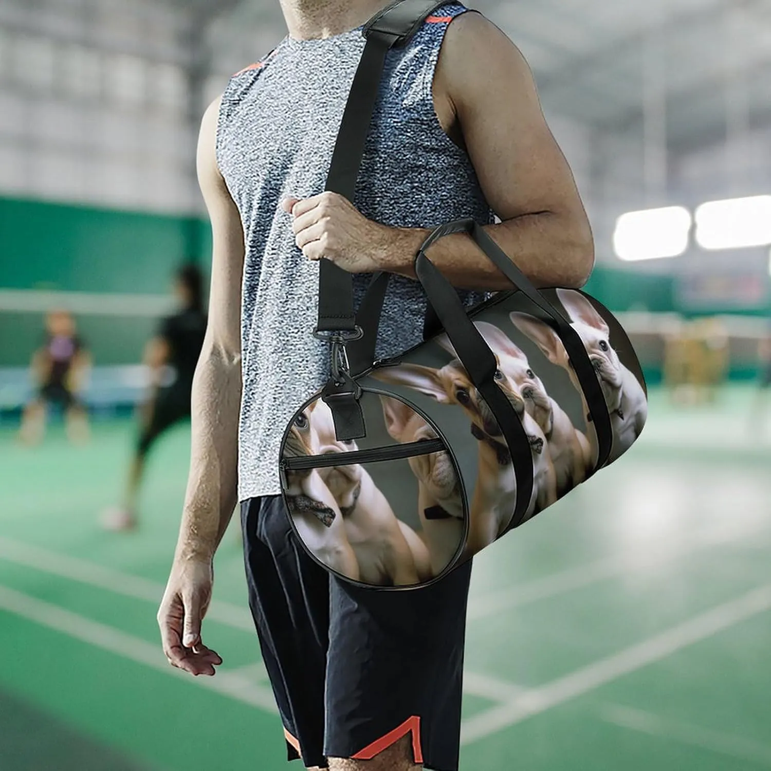 Gym Bag for Men Women French Bulldog Puppies Duffel Bag Overnight Bag with Compartment Gym Sackpac