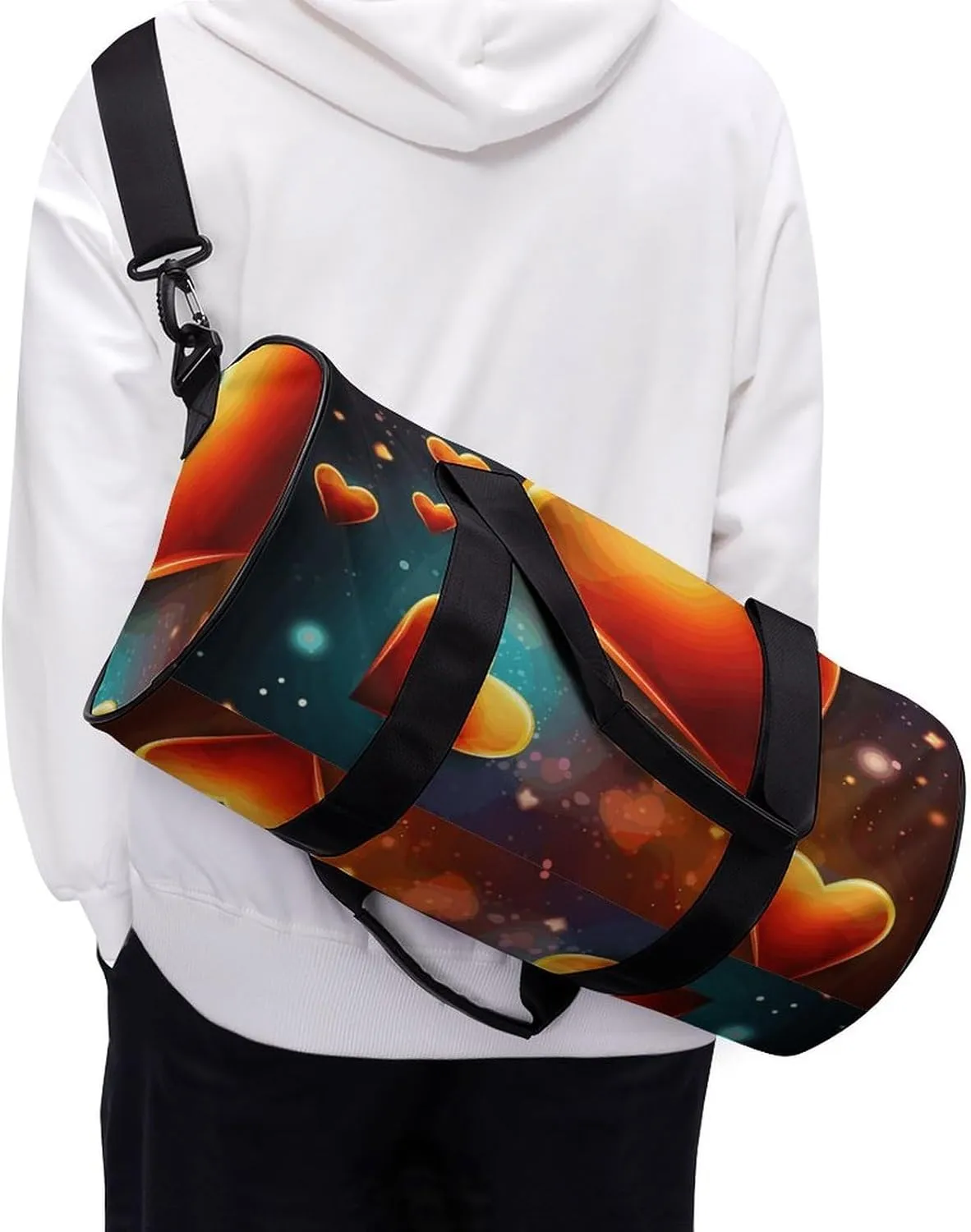 Gym Bag for Men Women Hearts And Stars Duffel Bag Overnight Bag with Compartment Gym Sackpac
