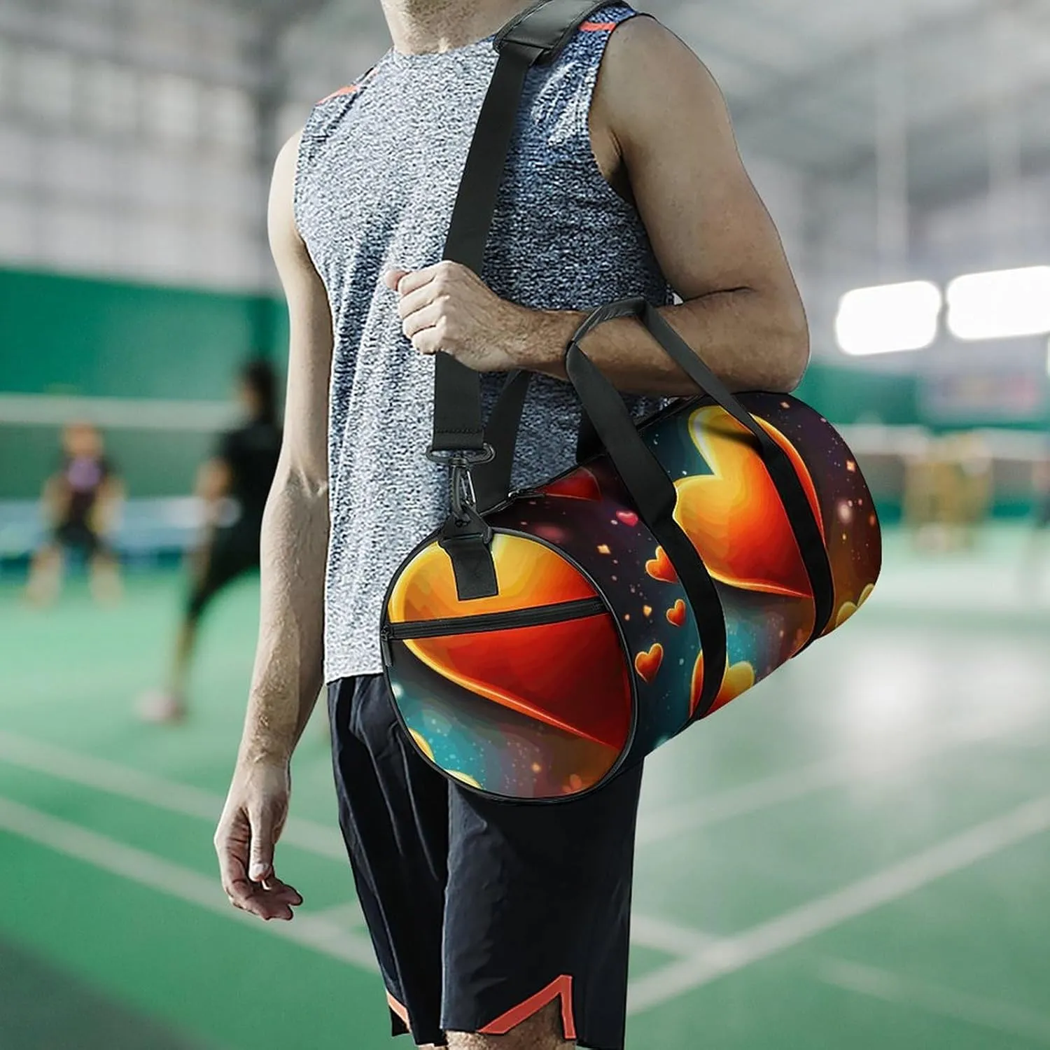 Gym Bag for Men Women Hearts And Stars Duffel Bag Overnight Bag with Compartment Gym Sackpac