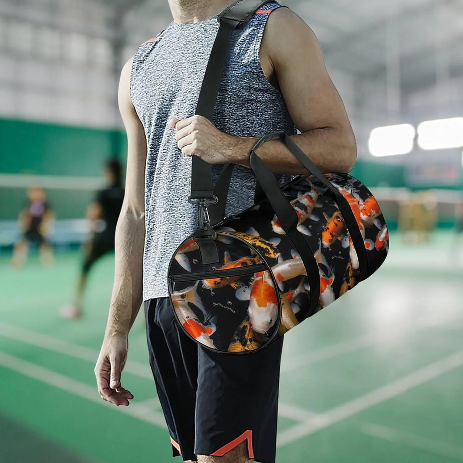 Gym Bag for Men Women Japan Fancy Carp Fishes Duffel Bag Overnight Bag with Compartment Gym Sackpac