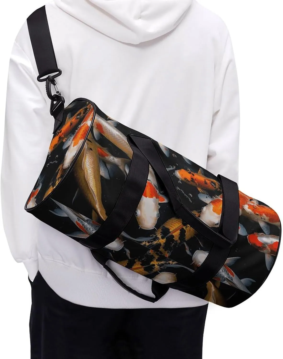 Gym Bag for Men Women Japan Fancy Carp Fishes Duffel Bag Overnight Bag with Compartment Gym Sackpac