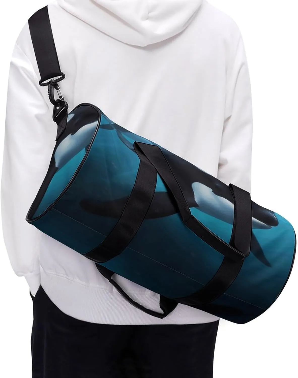 Gym Bag for Men Women Killer Whale Duffel Bag Overnight Bag with Compartment Gym Sackpac