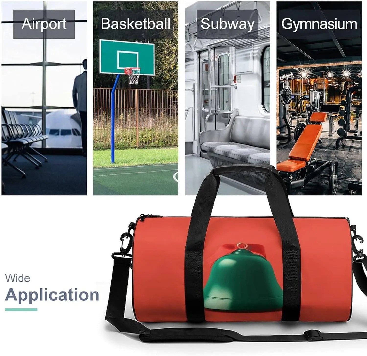 Gym Bag for Men Women Little Bell with Bow Duffel Bag Overnight Bag with Compartment Gym Sackpac