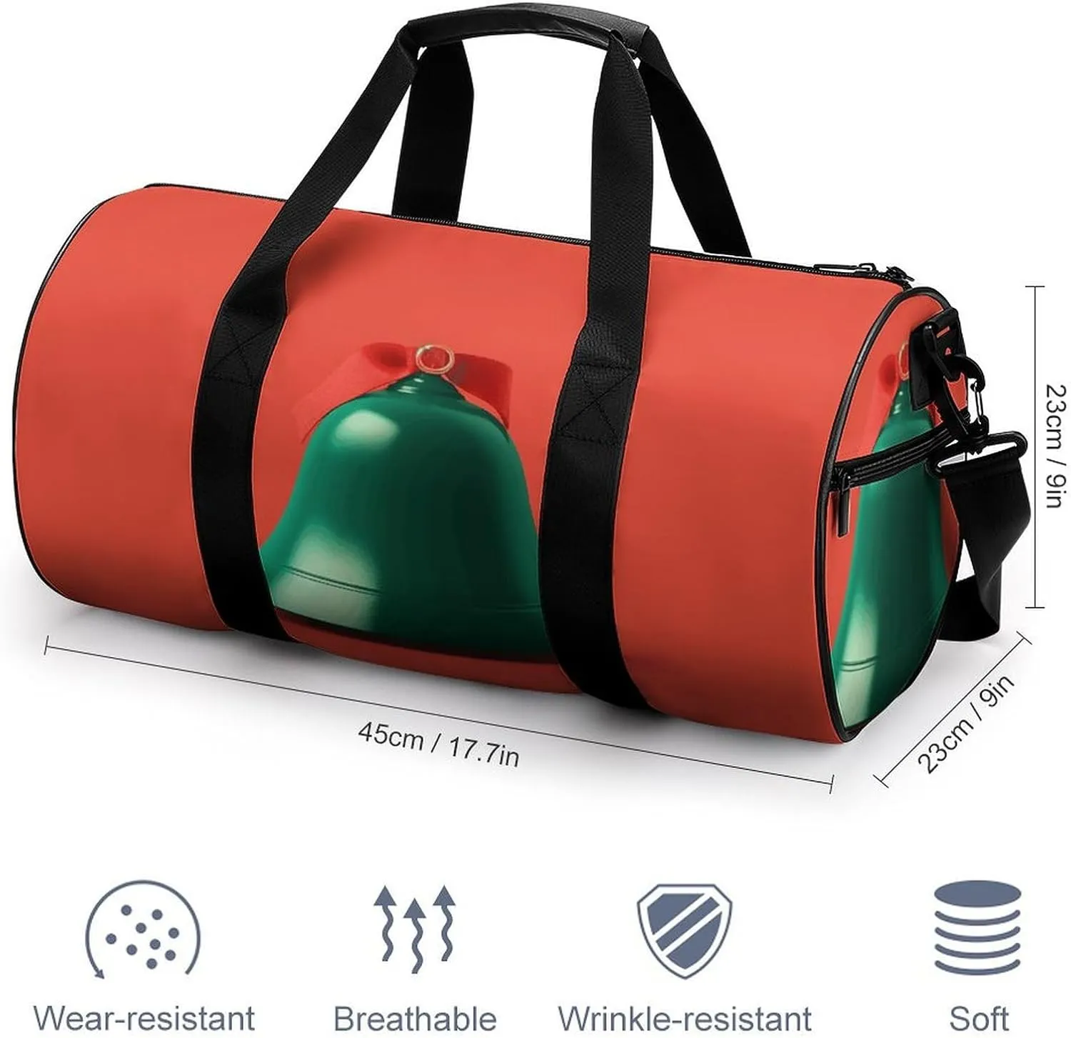 Gym Bag for Men Women Little Bell with Bow Duffel Bag Overnight Bag with Compartment Gym Sackpac