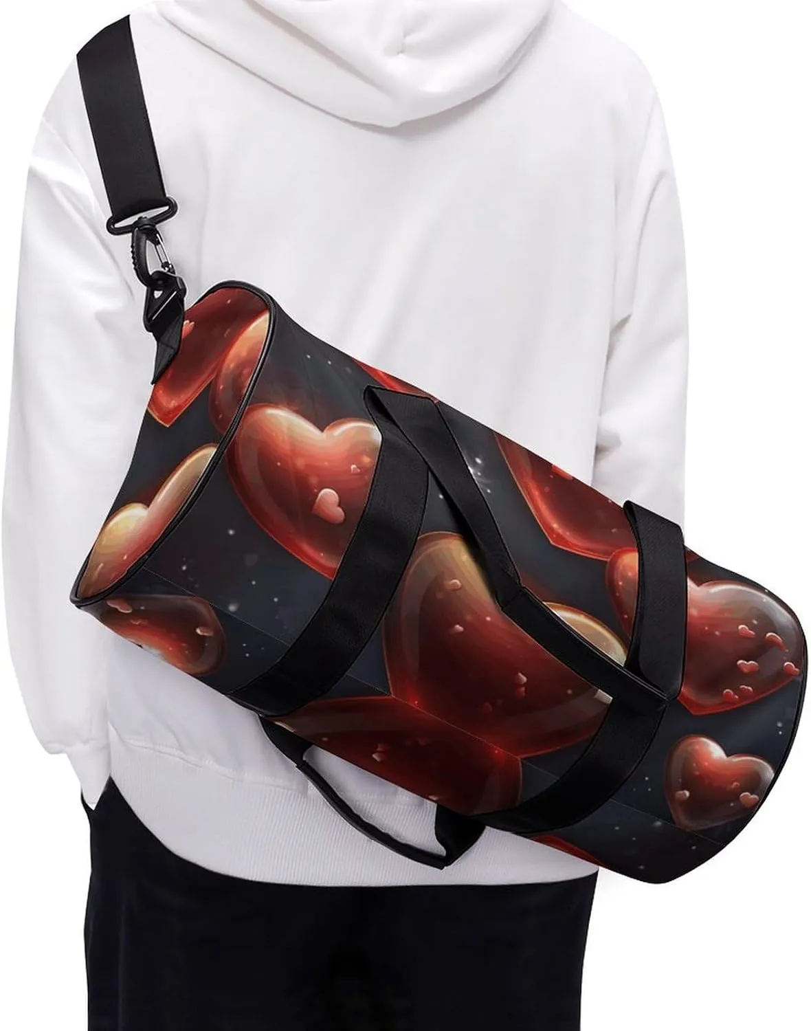 Gym Bag for Men Women Love Heart Shape Duffel Bag Overnight Bag with Compartment Gym Sackpac