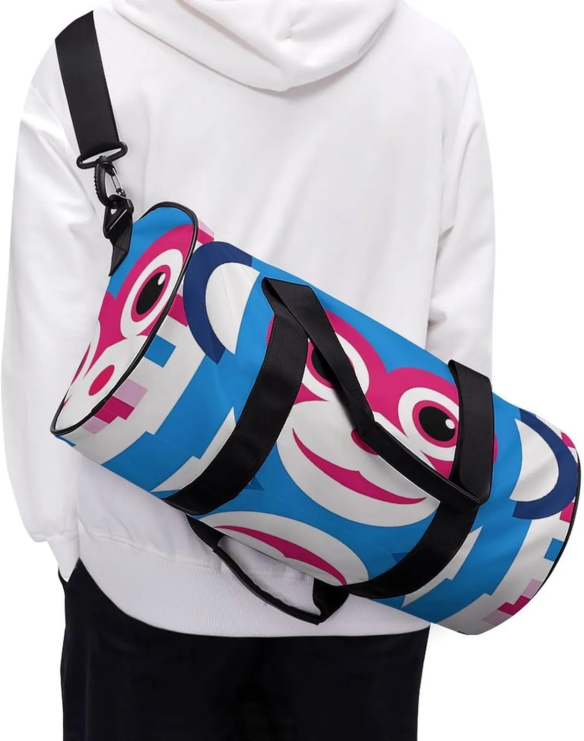 Gym Bag for Men Women Lucky Monkey Face Duffel Bag Overnight Bag with Compartment Gym Sackpac