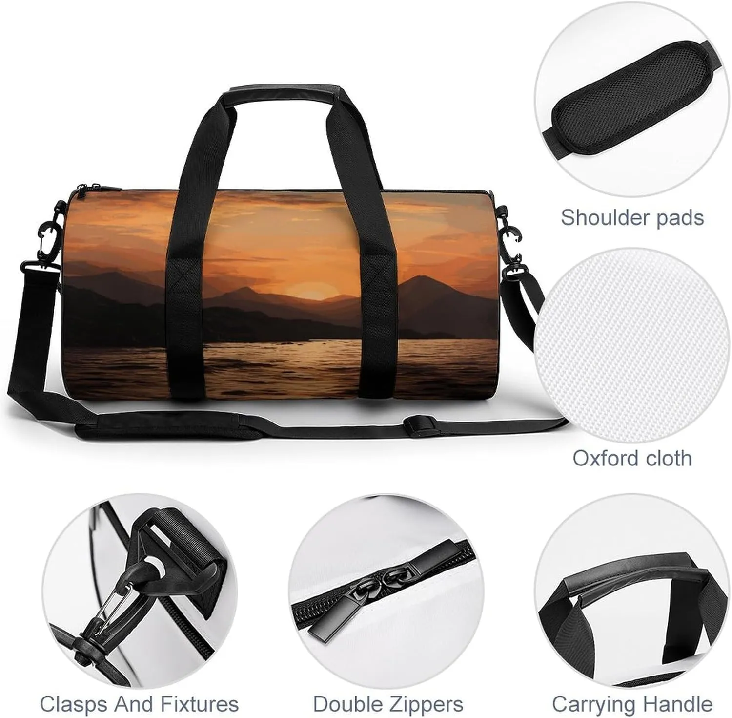 Gym Bag for Men Women Mountain And Water at Sunset Duffel Bag Overnight Bag with Compartment Gym Sackpac