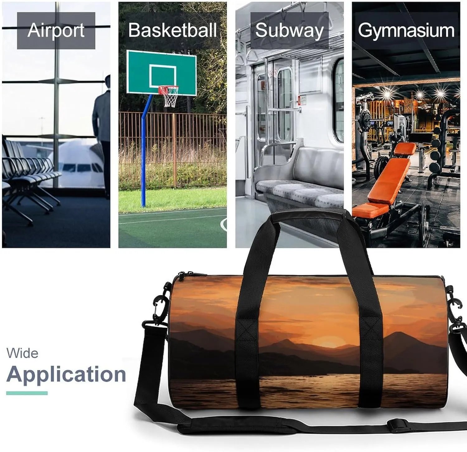 Gym Bag for Men Women Mountain And Water at Sunset Duffel Bag Overnight Bag with Compartment Gym Sackpac