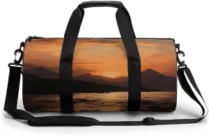 Gym Bag for Men Women Mountain And Water at Sunset Duffel Bag Overnight Bag with Compartment Gym Sackpac