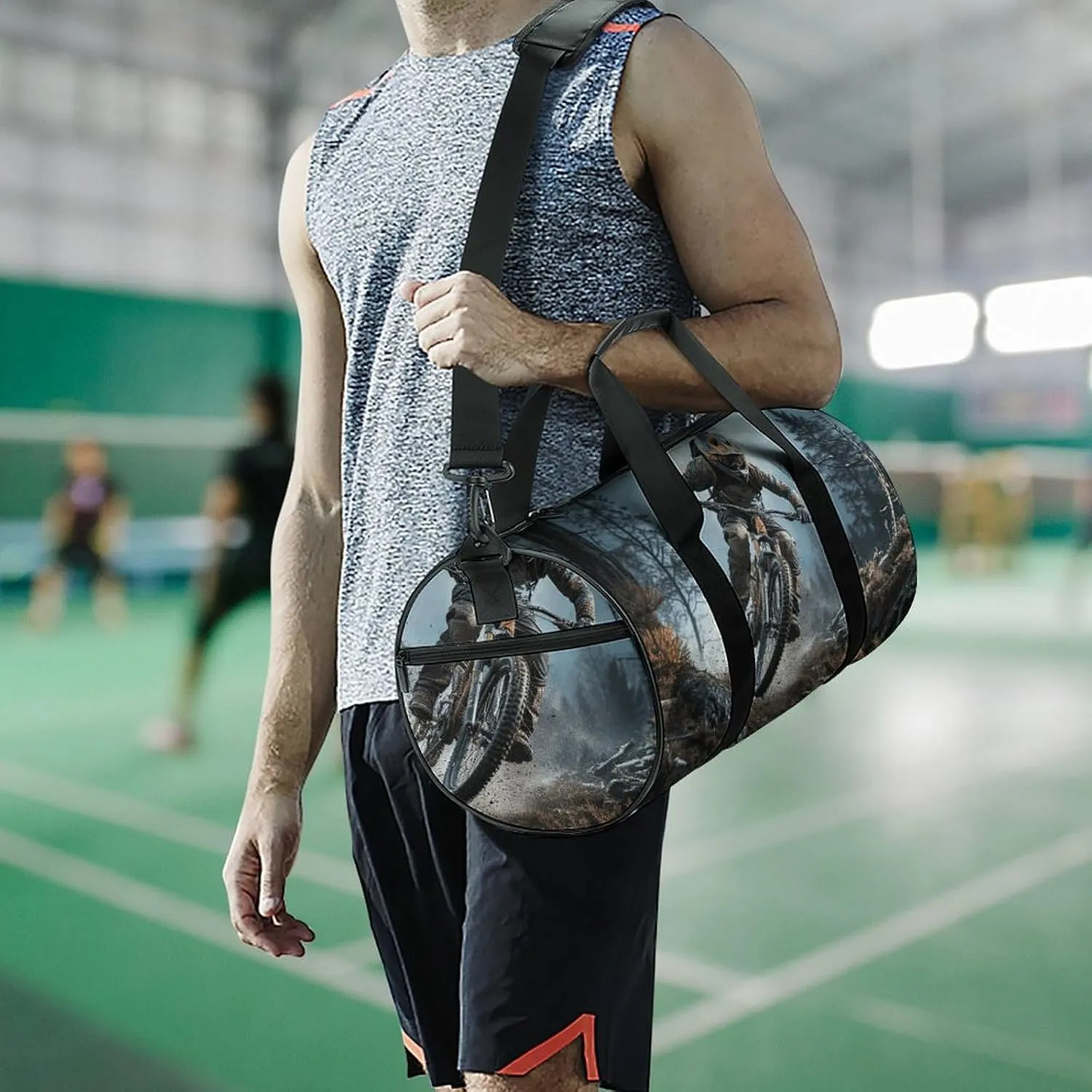 Gym Bag for Men Women Mountain Bike Tournament Duffel Bag Overnight Bag with Compartment Gym Sackpac