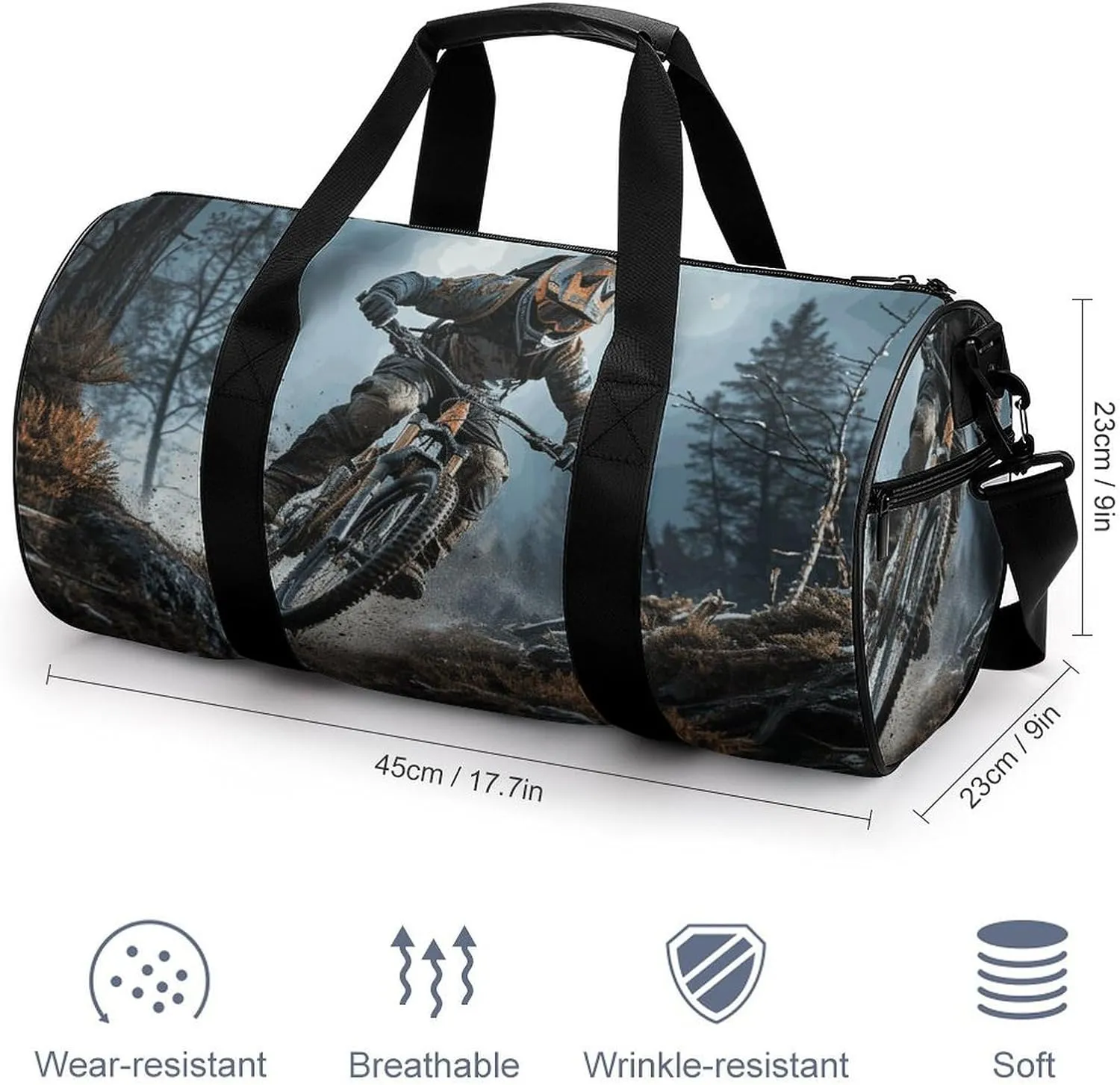 Gym Bag for Men Women Mountain Bike Tournament Duffel Bag Overnight Bag with Compartment Gym Sackpac