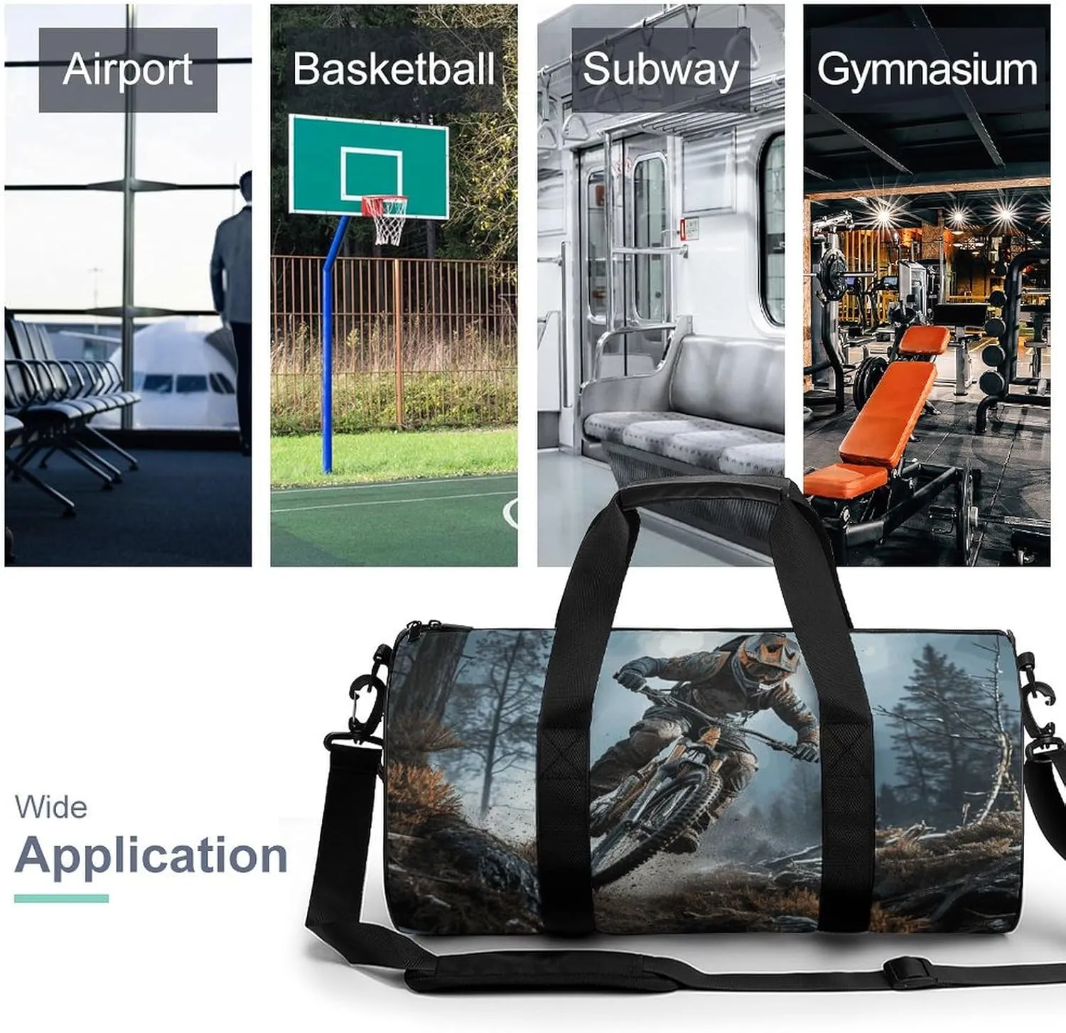 Gym Bag for Men Women Mountain Bike Tournament Duffel Bag Overnight Bag with Compartment Gym Sackpac