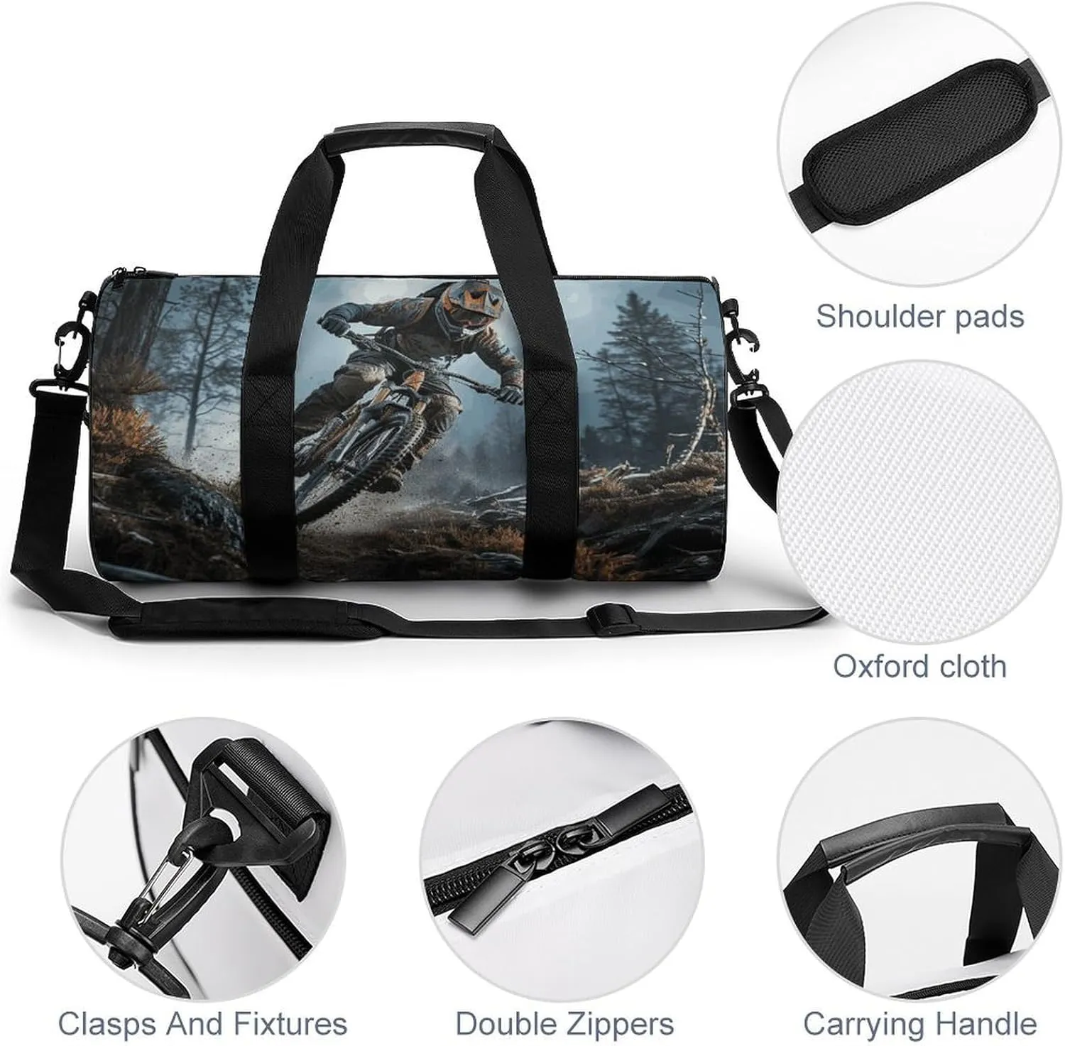 Gym Bag for Men Women Mountain Bike Tournament Duffel Bag Overnight Bag with Compartment Gym Sackpac