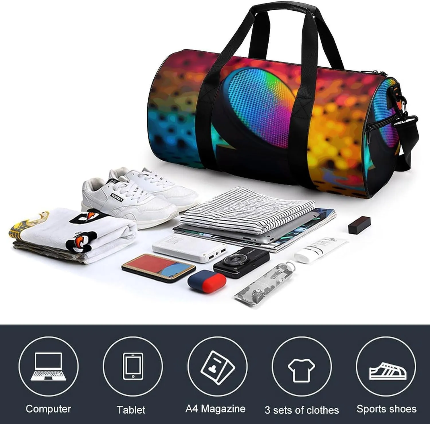 Gym Bag for Men Women Musical Instrument Speakers Duffel Bag Overnight Bag with Compartment Gym Sackpac