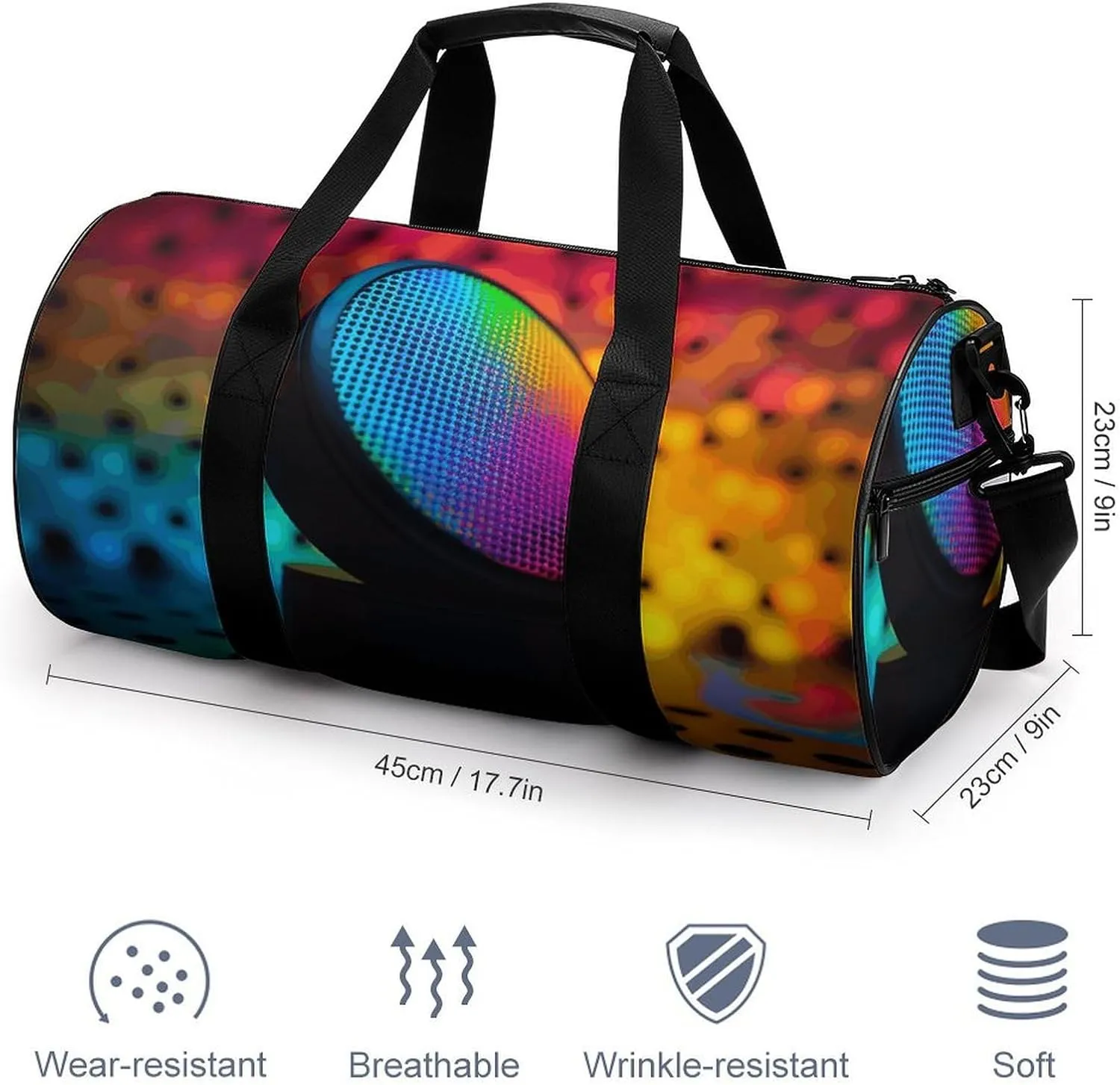 Gym Bag for Men Women Musical Instrument Speakers Duffel Bag Overnight Bag with Compartment Gym Sackpac