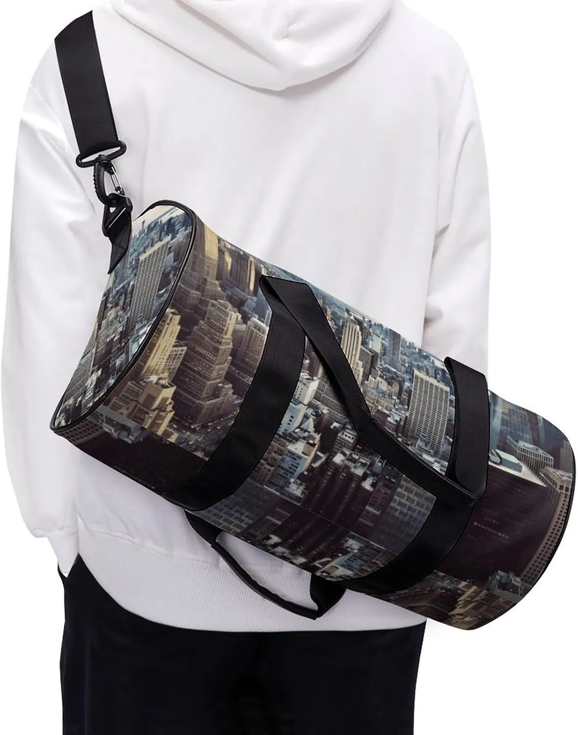 Gym Bag for Men Women New York Fashion City Duffel Bag Overnight Bag with Compartment Gym Sackpac