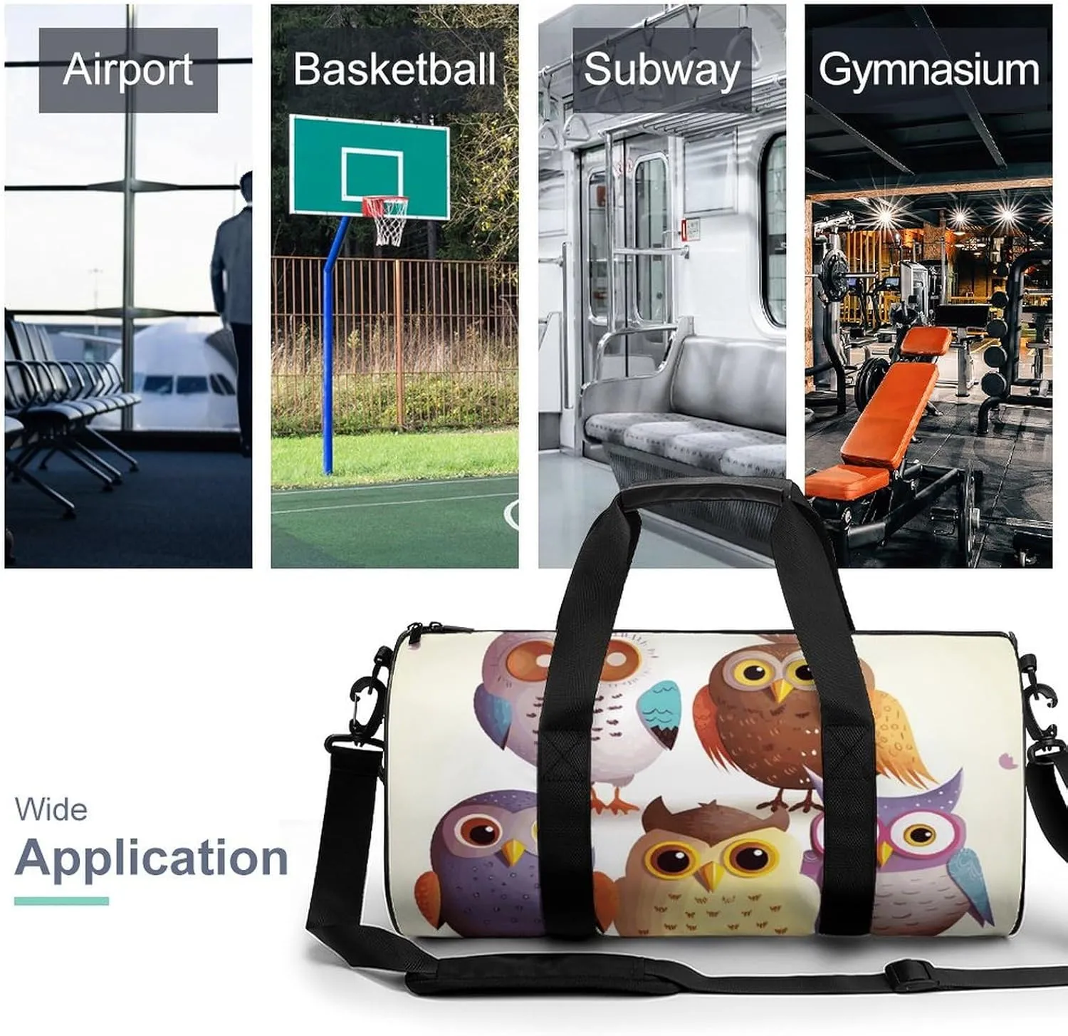 Gym Bag for Men Women Owls Birds Duffel Bag Overnight Bag with Compartment Gym Sackpac