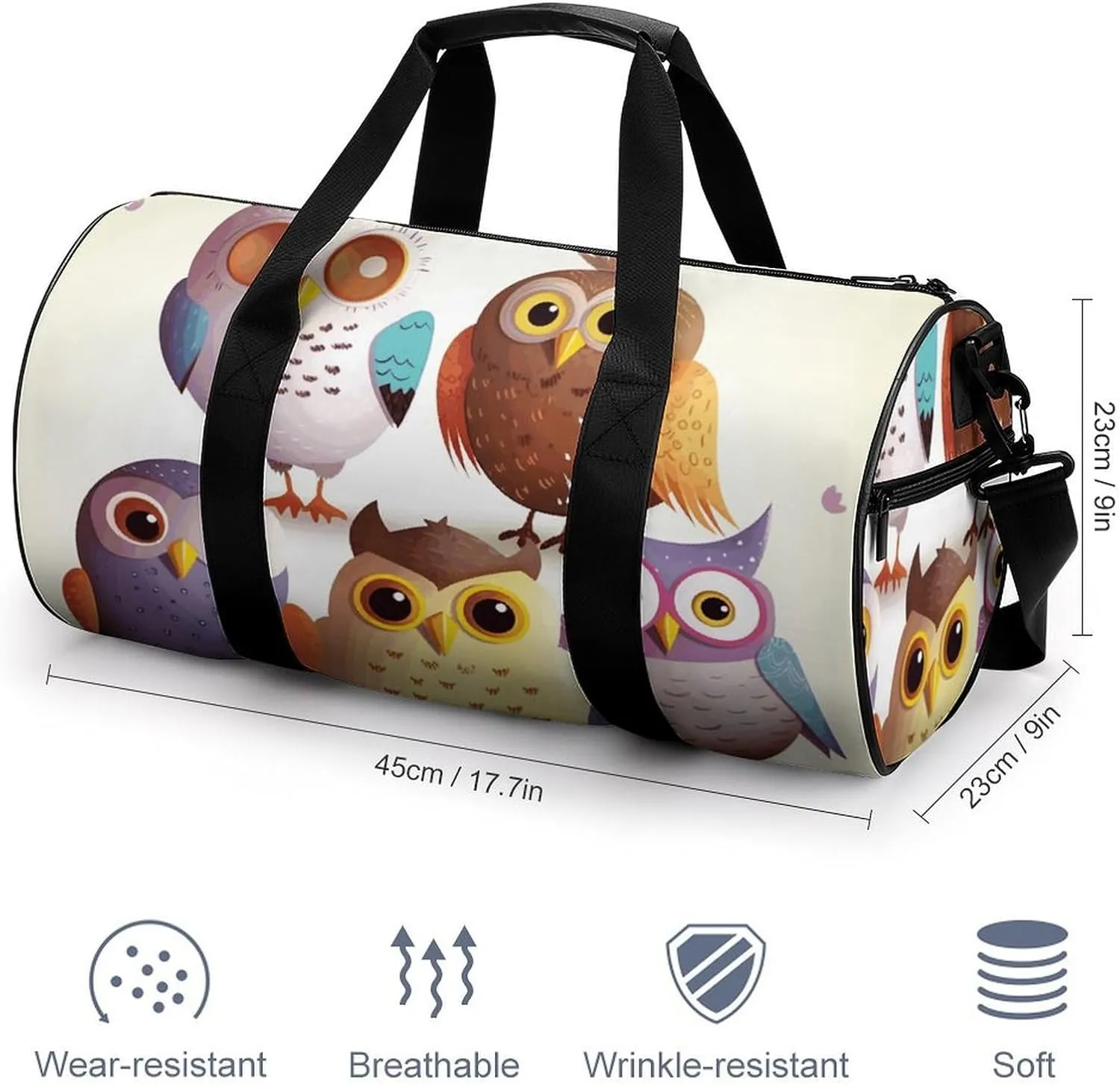Gym Bag for Men Women Owls Birds Duffel Bag Overnight Bag with Compartment Gym Sackpac