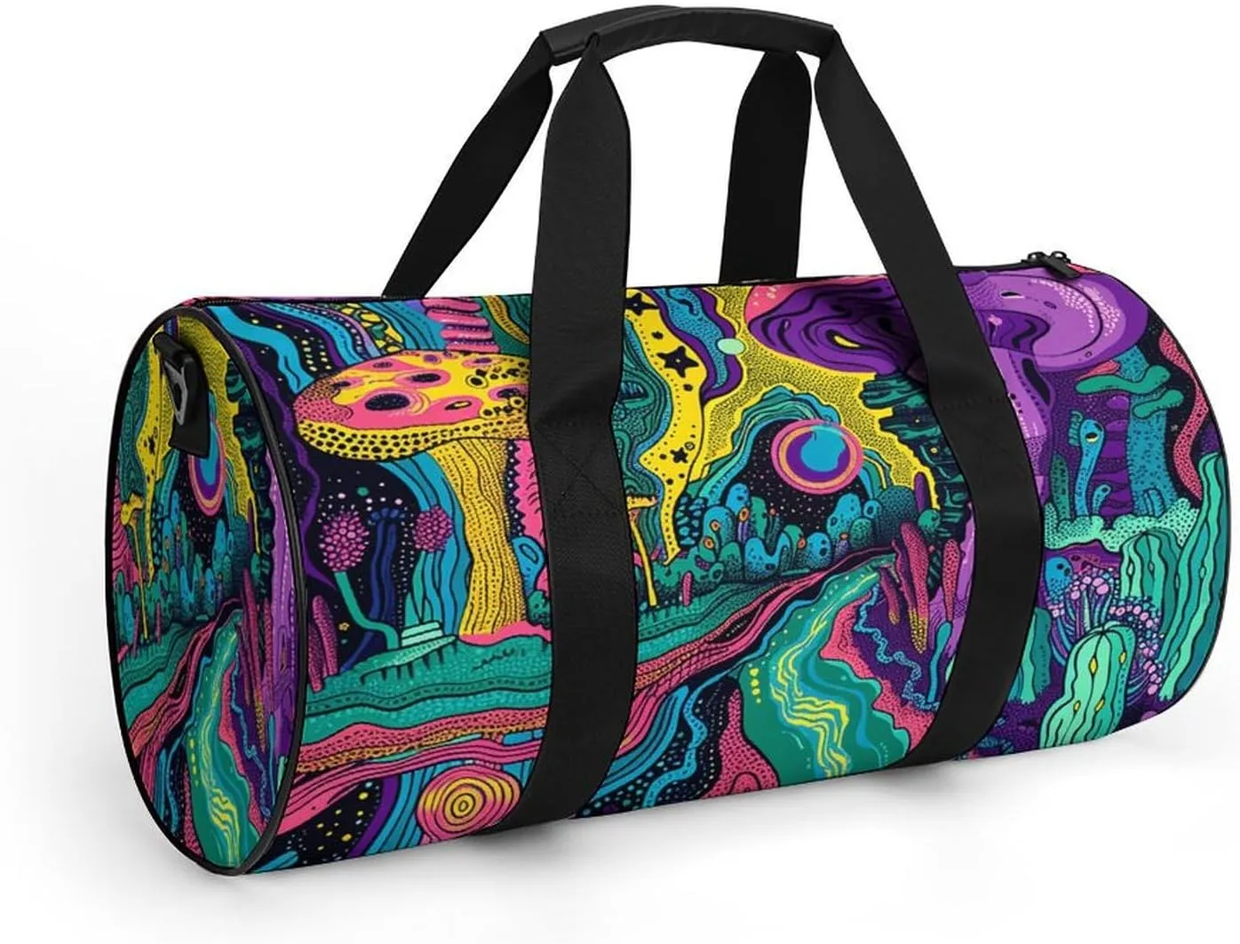 Gym Bag for Men Women Psychedelic Style Lines Duffel Bag Overnight Bag with Compartment Gym Sackpac