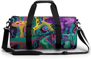 Gym Bag for Men Women Psychedelic Style Lines Duffel Bag Overnight Bag with Compartment Gym Sackpac