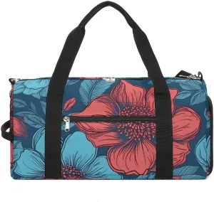 Gym Bag Painting Style Flowers Duffel Bag for Men Women Travel Overnight Bag with Shoe Compartment Workout Bags