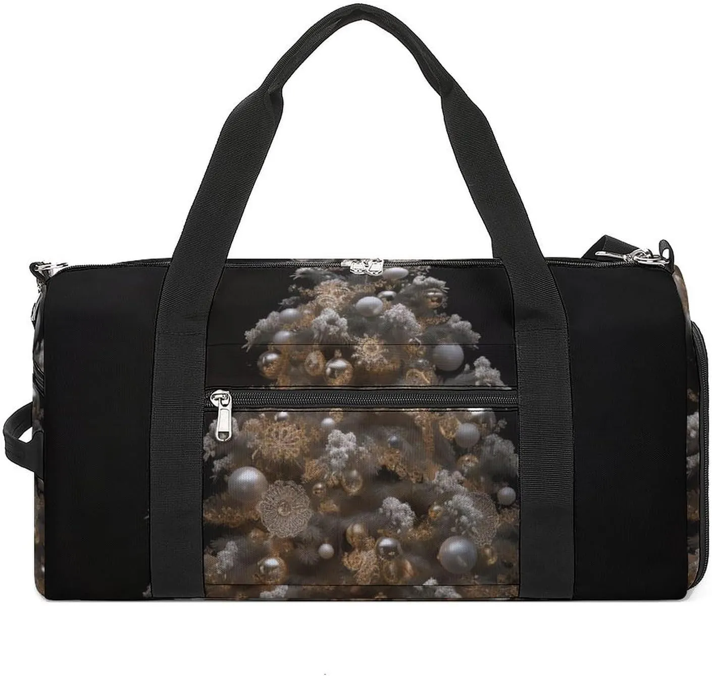 Gym Bag Silver Christmas Tree Duffel Bag for Men Women Travel Overnight Bag with Shoe Compartment Workout Bags