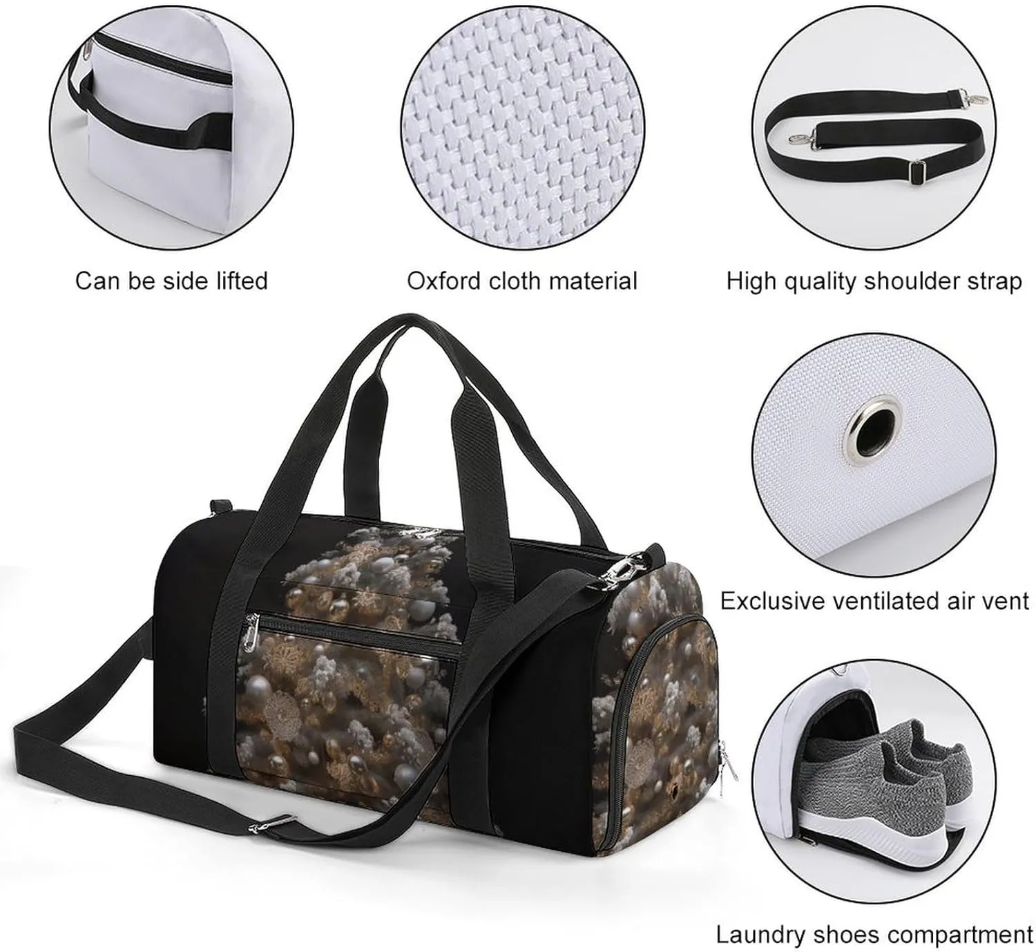 Gym Bag Silver Christmas Tree Duffel Bag for Men Women Travel Overnight Bag with Shoe Compartment Workout Bags