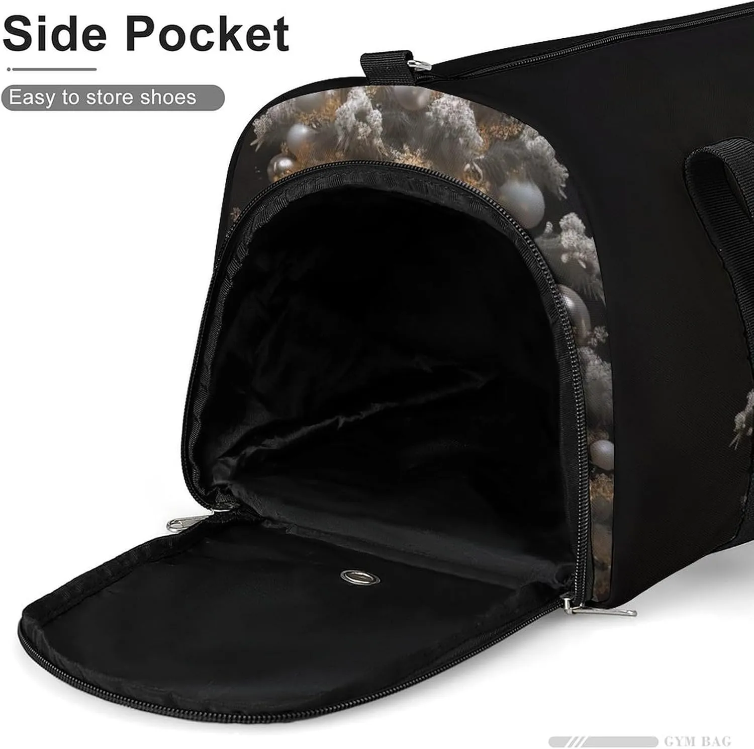 Gym Bag Silver Christmas Tree Duffel Bag for Men Women Travel Overnight Bag with Shoe Compartment Workout Bags