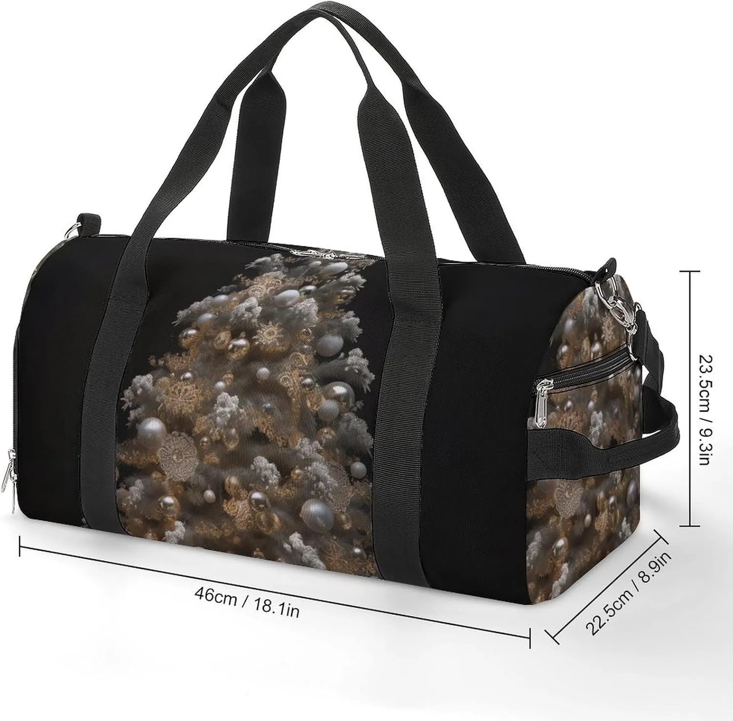 Gym Bag Silver Christmas Tree Duffel Bag for Men Women Travel Overnight Bag with Shoe Compartment Workout Bags