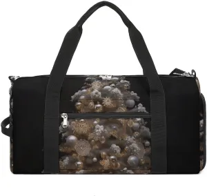 Gym Bag Silver Christmas Tree Duffel Bag for Men Women Travel Overnight Bag with Shoe Compartment Workout Bags