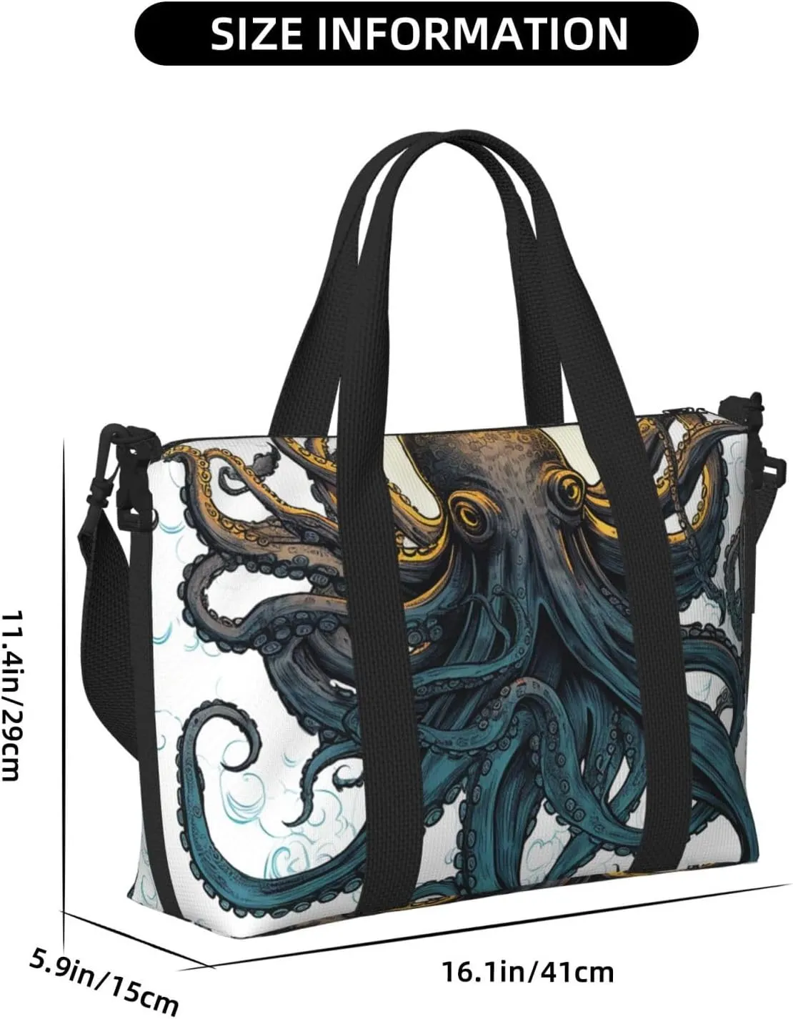 Gym Bag Sun Ocean Octopus Duffel Bag for Men Women Travel Overnight Bag with Shoe Compartment Workout Bags