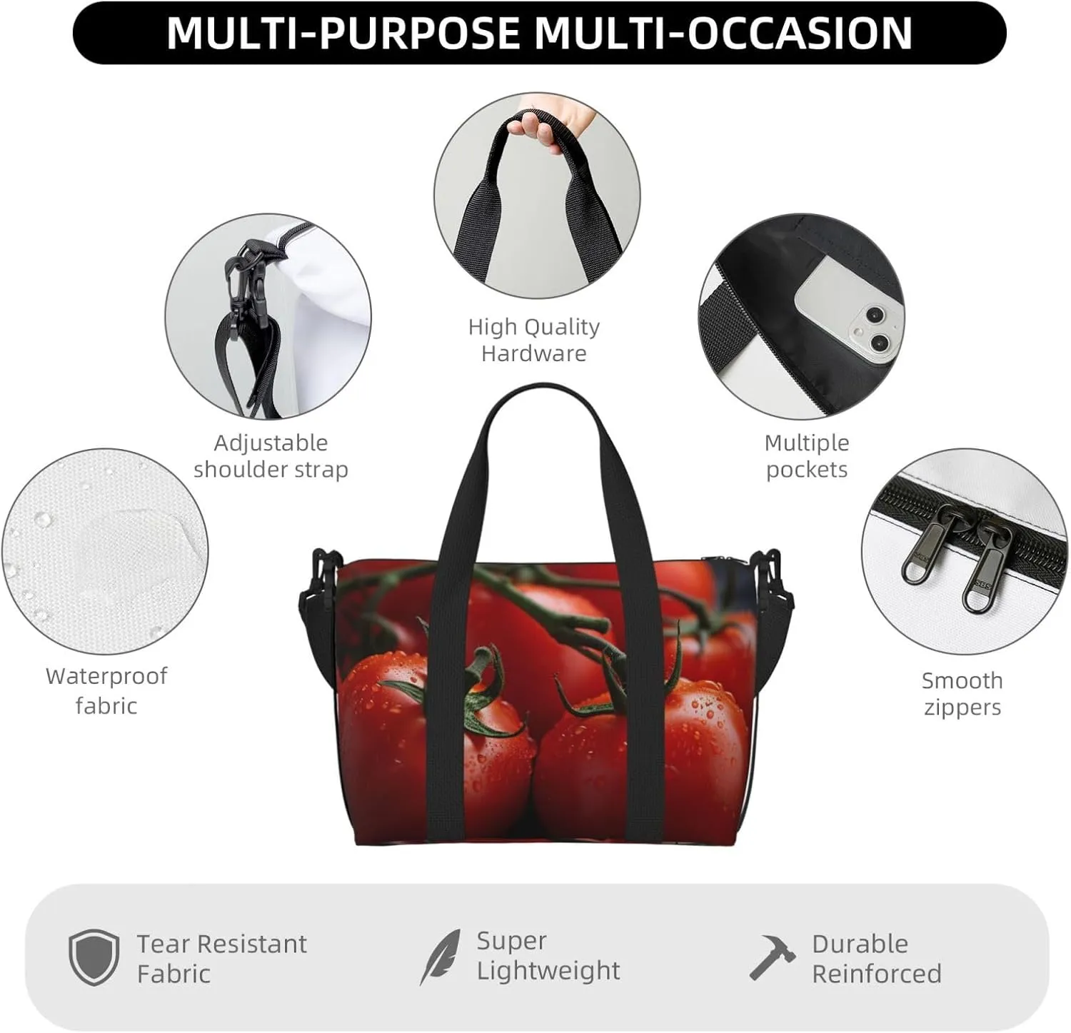 Gym Bag Tomatoes Duffel Bag for Men Women Travel Overnight Bag with Shoe Compartment Workout Bags