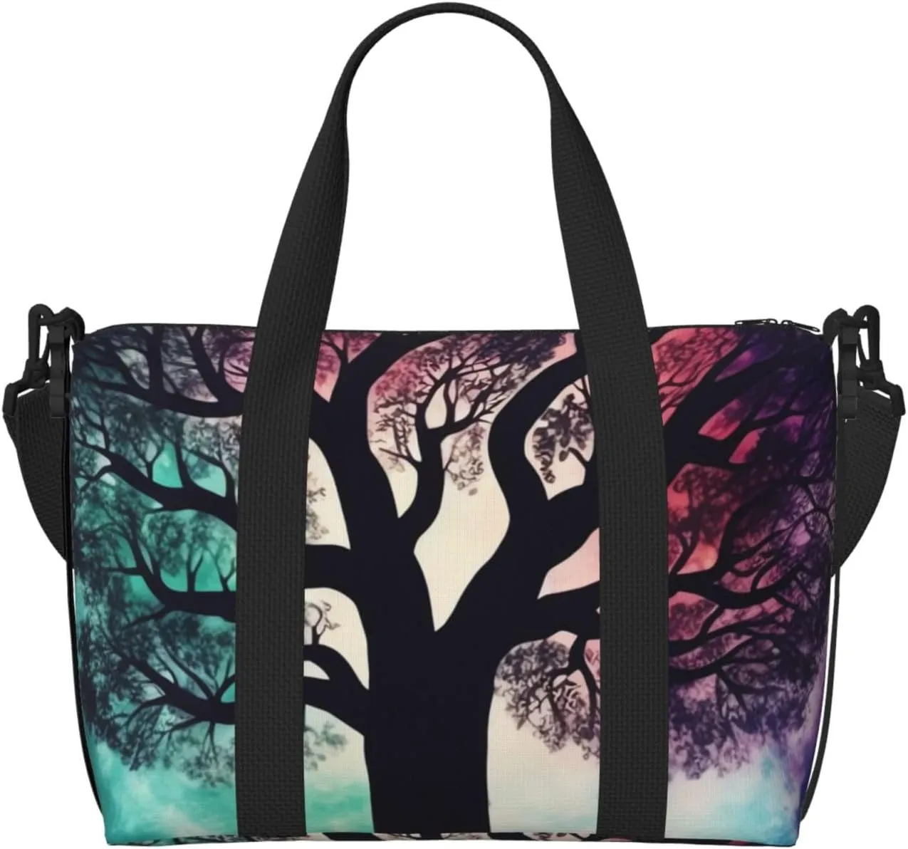 Gym Bag tree Galaxy Duffel Bag for Men Women Travel Overnight Bag with Shoe Compartment Workout Bags