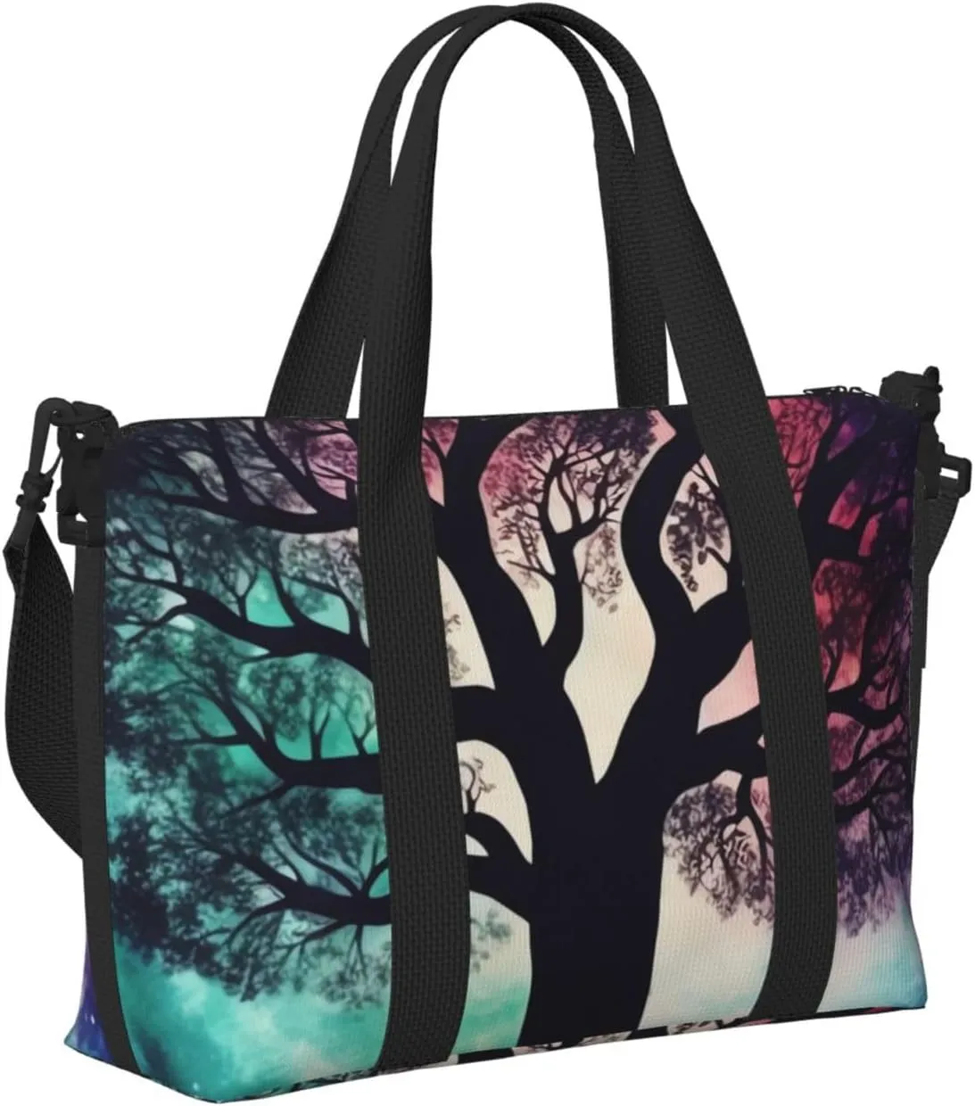 Gym Bag tree Galaxy Duffel Bag for Men Women Travel Overnight Bag with Shoe Compartment Workout Bags