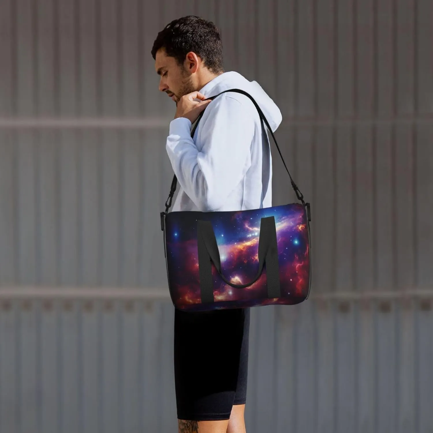 Gym Bag Universe Starry Stars Duffel Bag for Men Women Travel Overnight Bag with Shoe Compartment Workout Bags